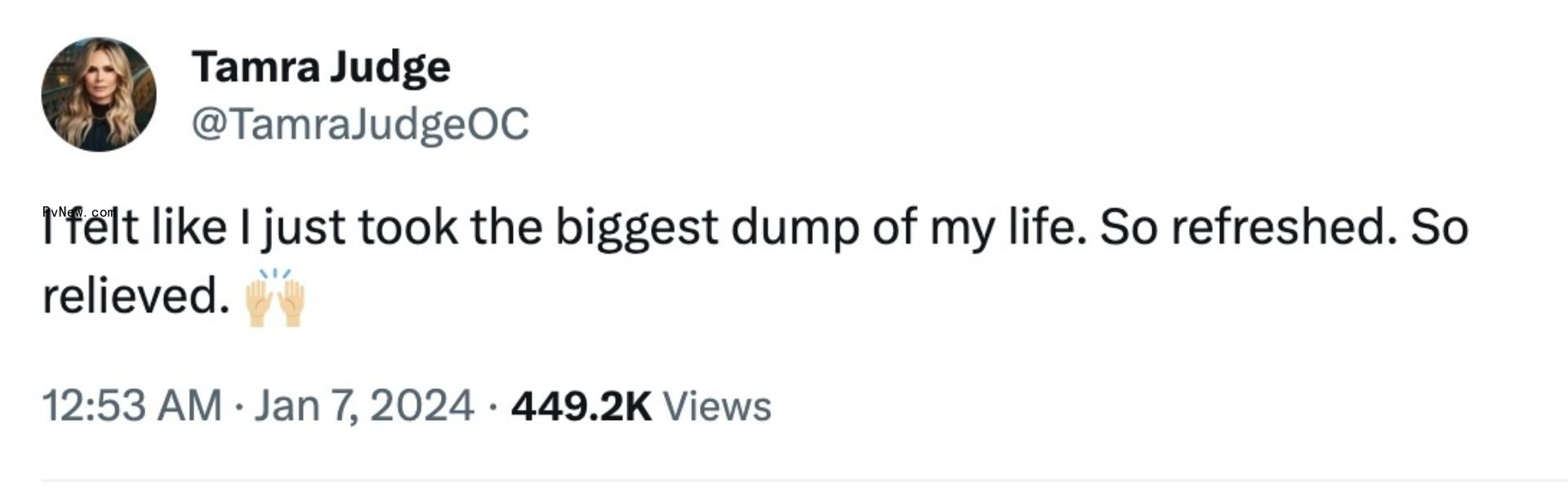 A screenshot of Tamra Judge's tweet
