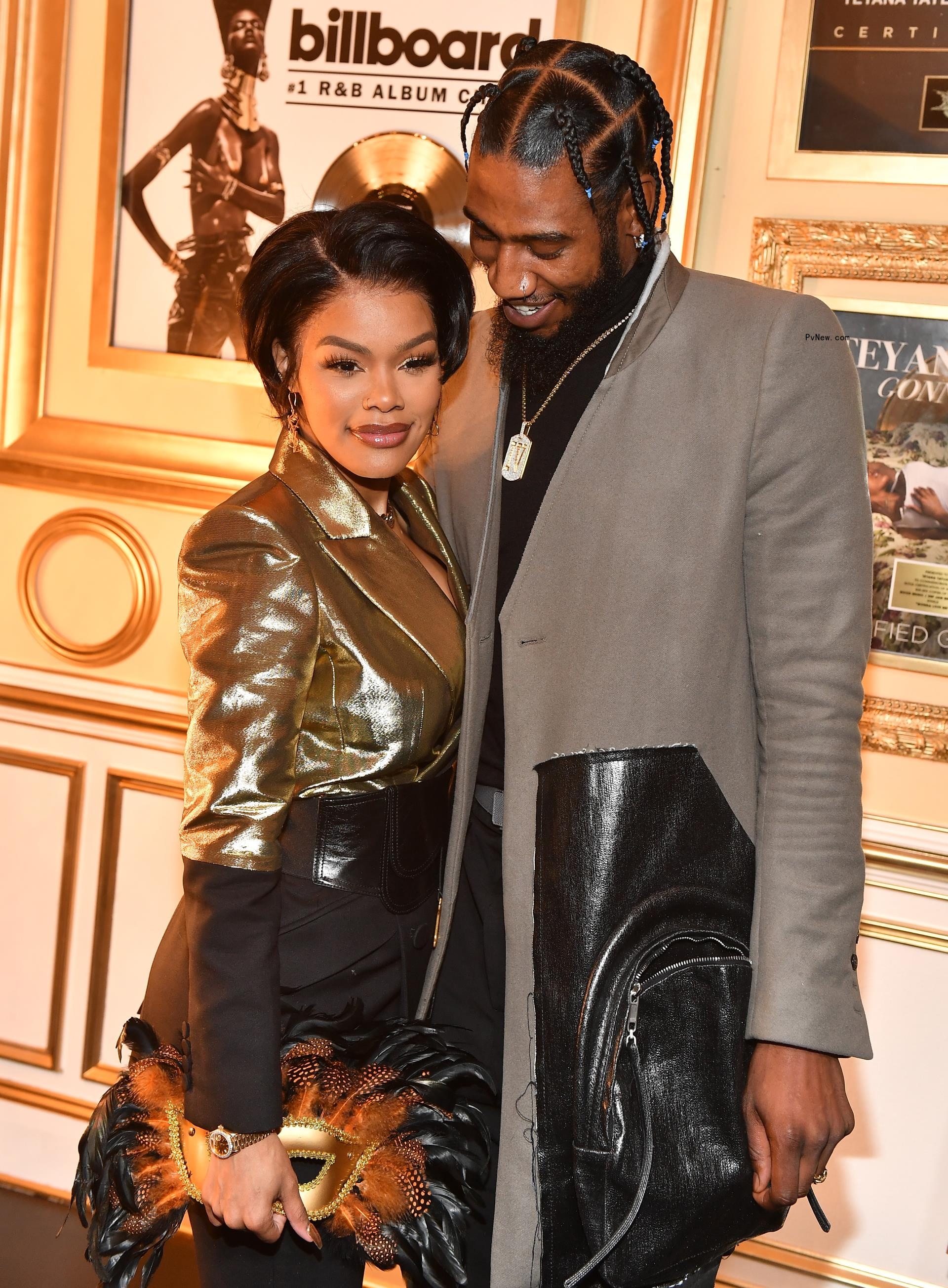 Teyana Taylor and Iman Shumpert at the Black Tie Masquerade NYE Party in 2020.