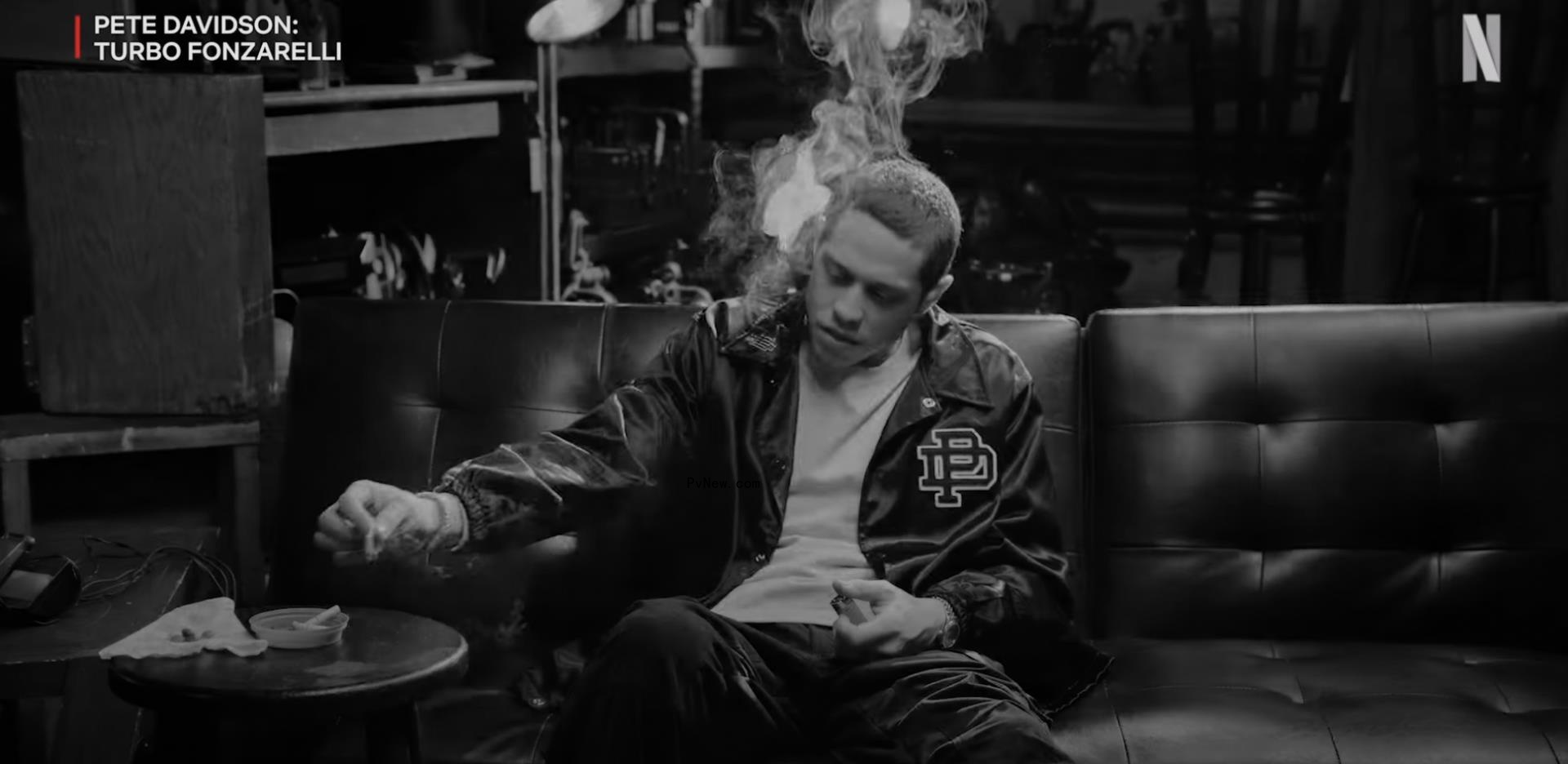 Pete Davidson smoking on his Netflix special.