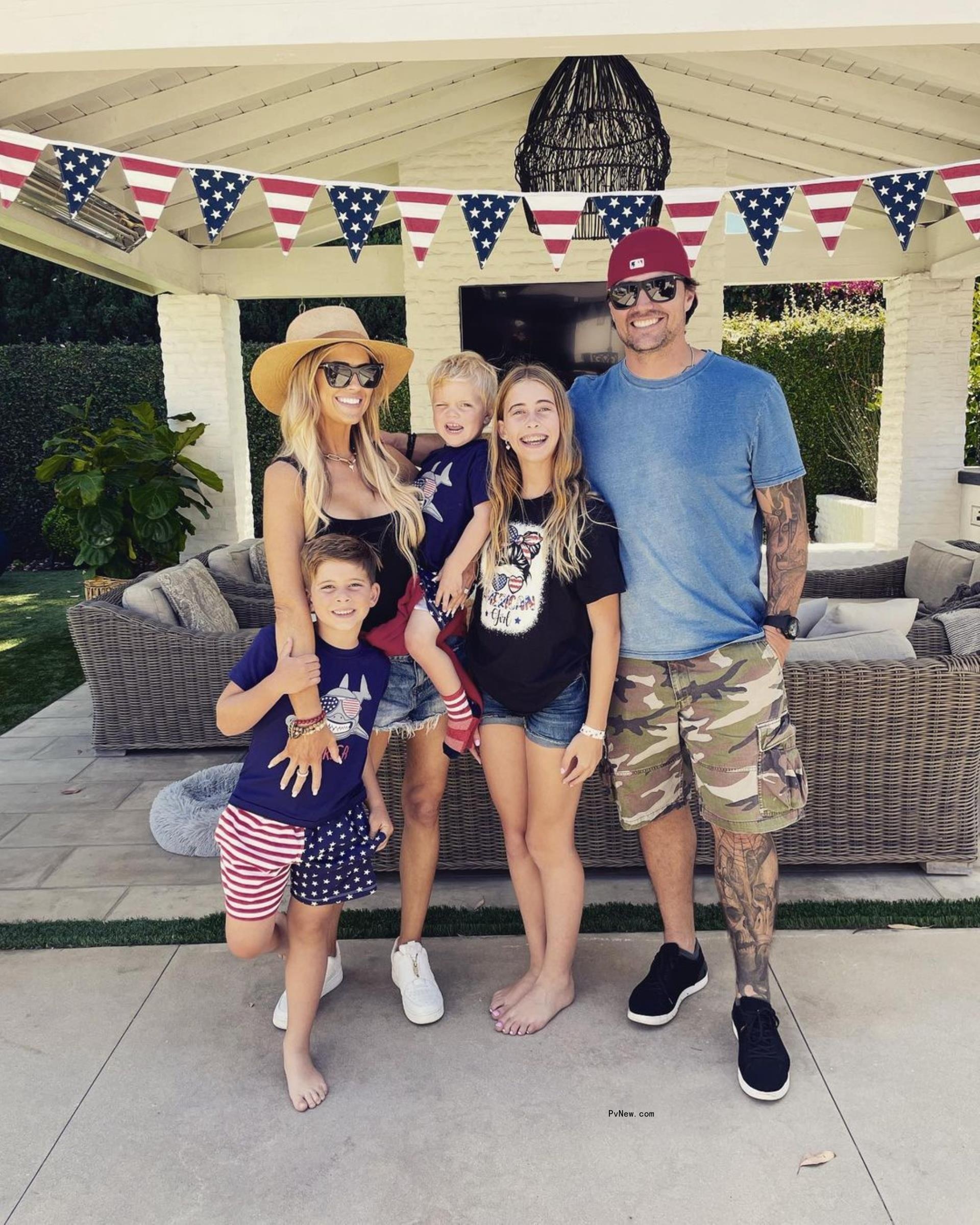 Christina Hall, Josh Hall and her three kids.