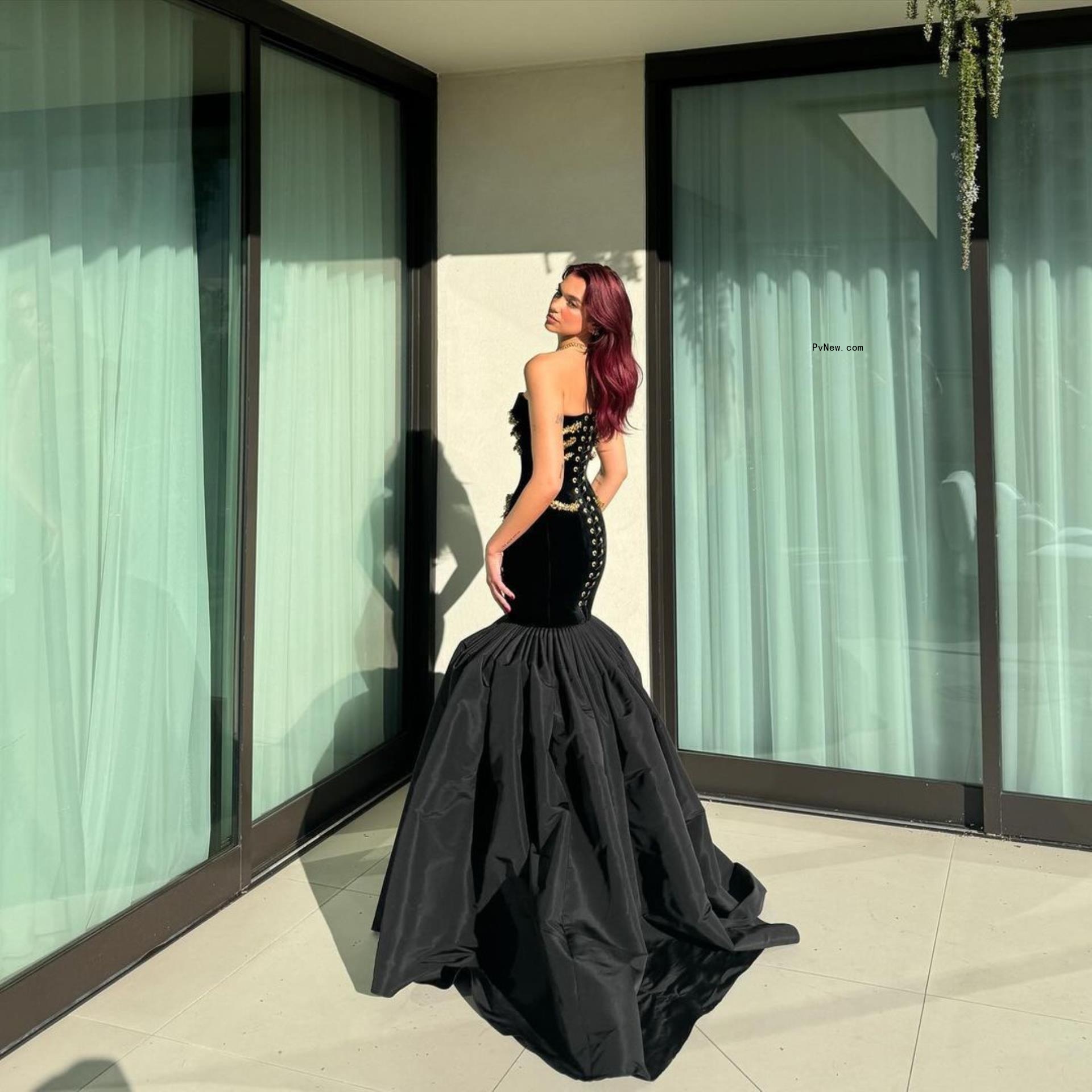 Dua Lipa's Schiaparelli dress from the Golden Globes 2024.