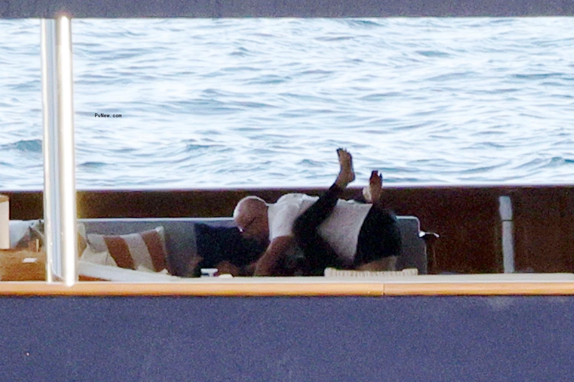 Jeff Bezos and Lauren Sanchez on his yacht