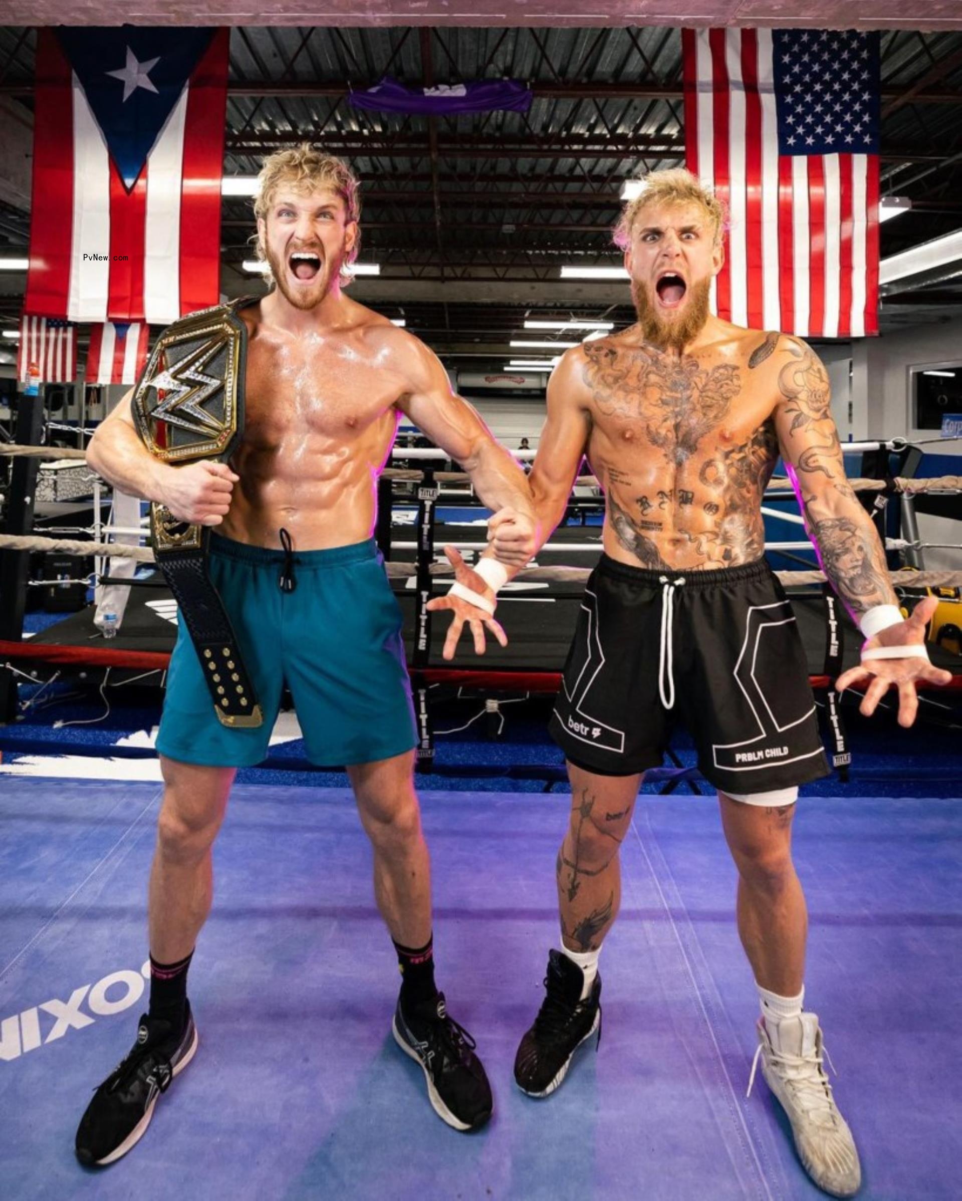 jake and logan paul in a boxing ring