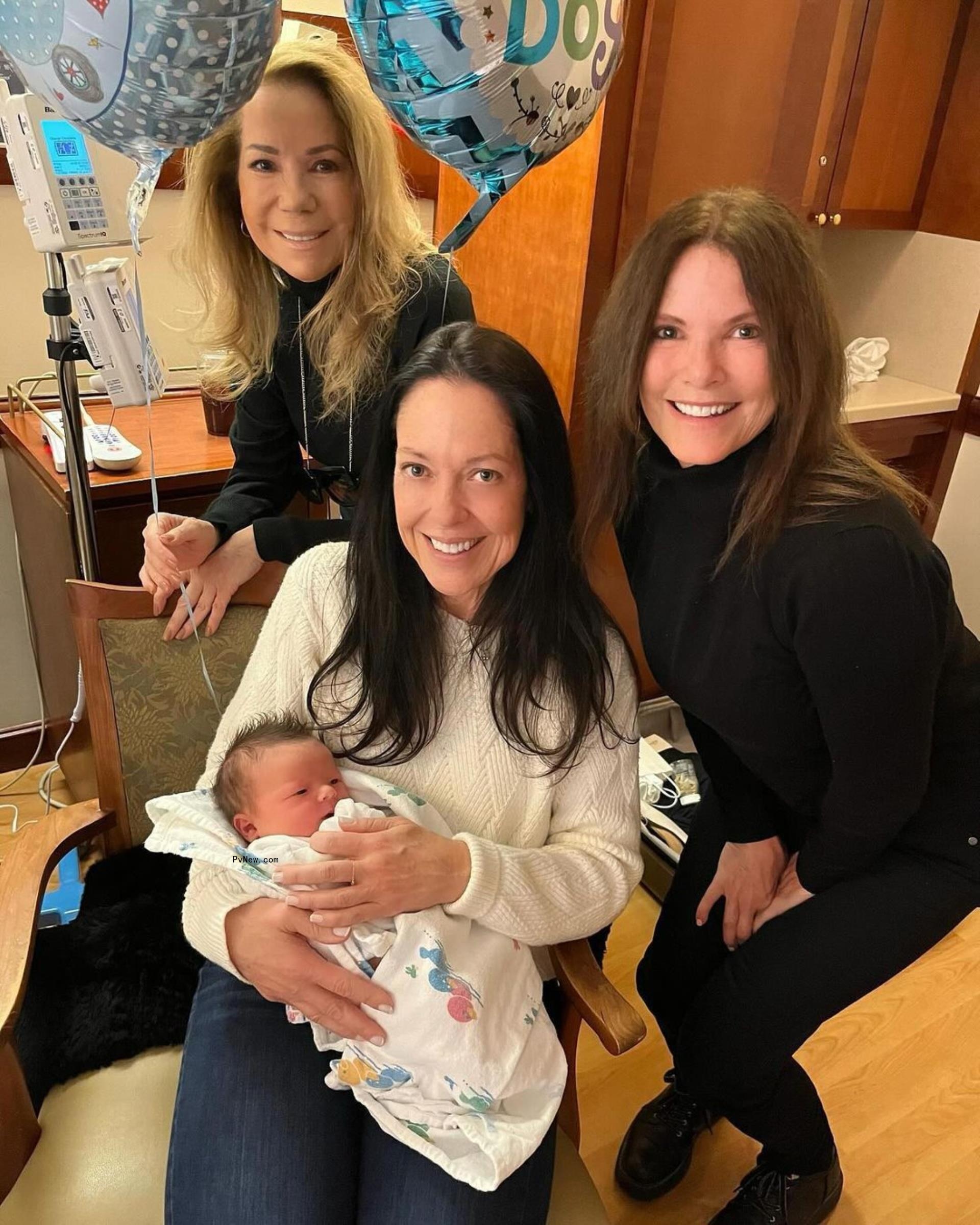 Kathie Lee Gifford posing with her daughter-in-law and her grandchild