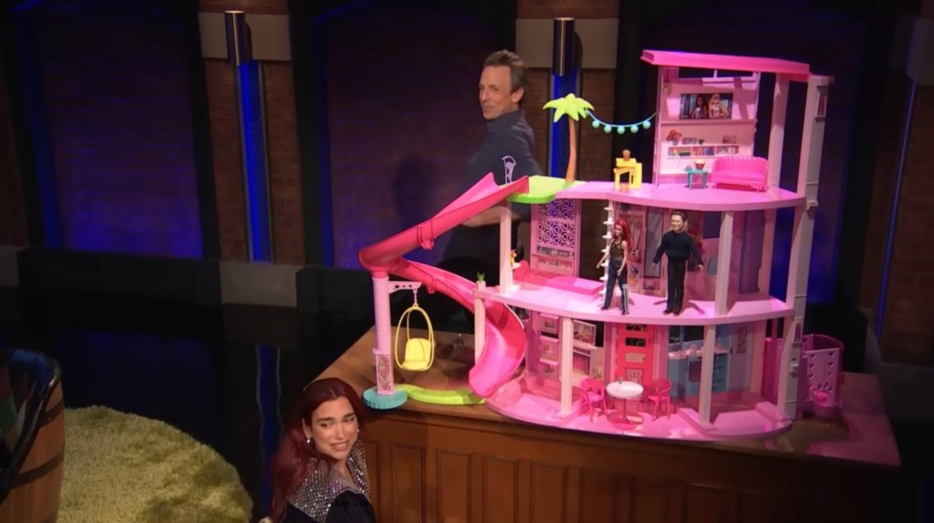 Dua Lipa and Seth Meyers
