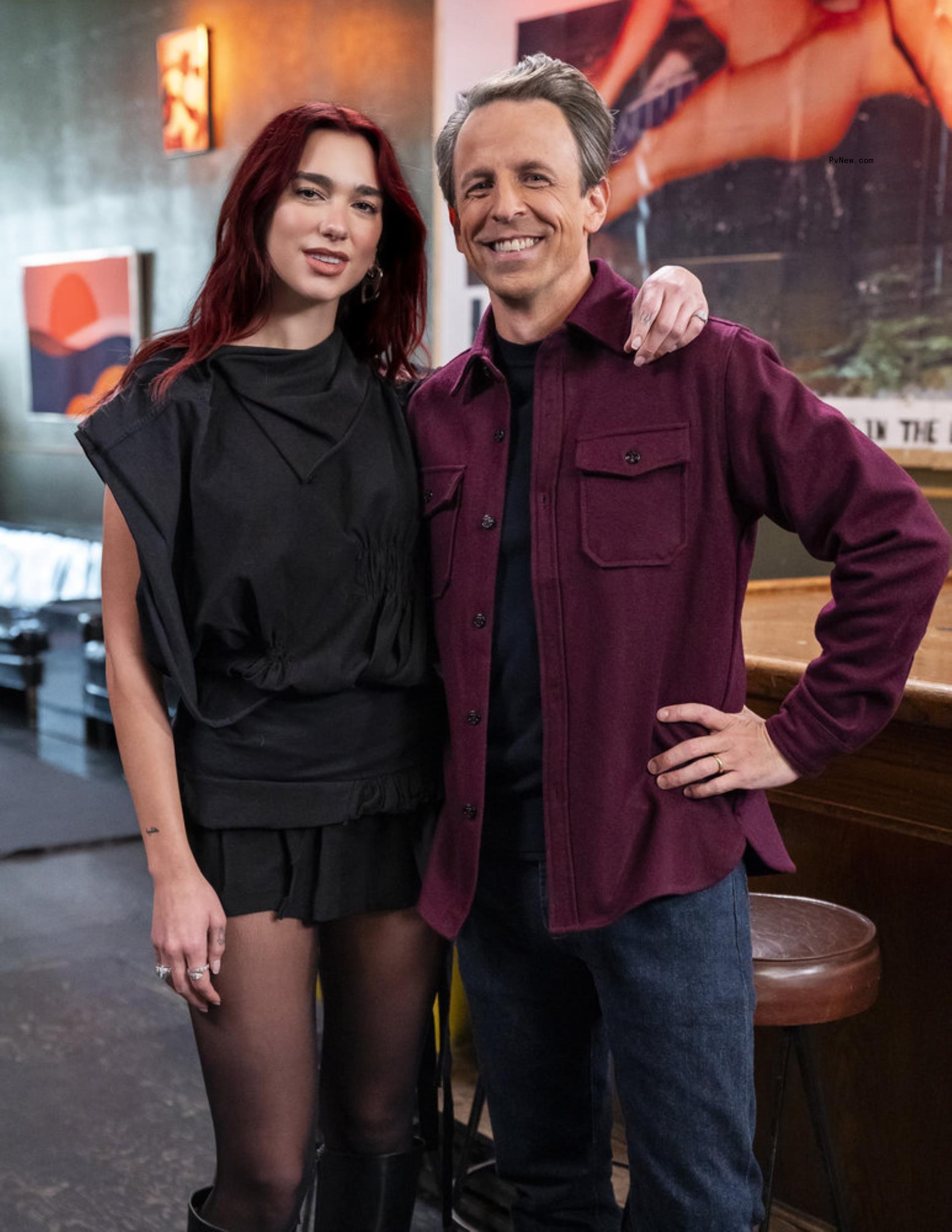 Dua Lipa and Seth Meyers