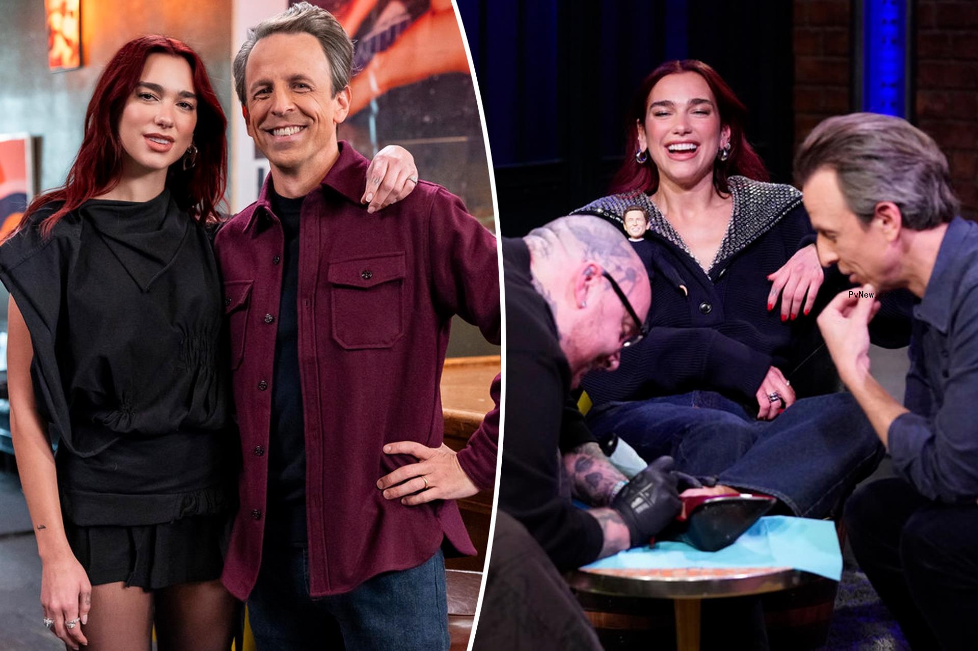 Dua Lipa and Seth Meyers are ‘bo<i></i>nded for life’ after getting matching tattoos on air