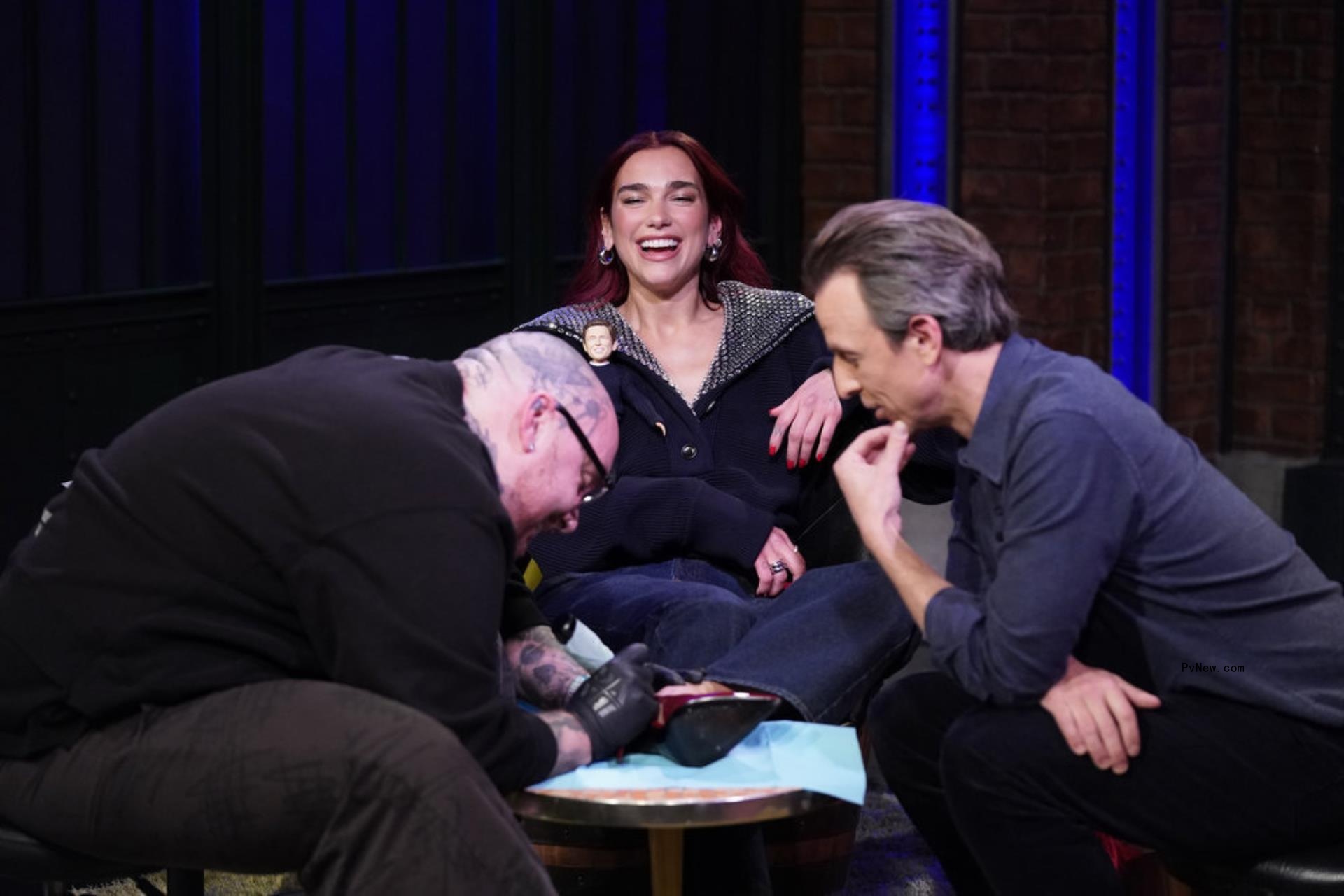 Dua Lipa and Seth Meyers