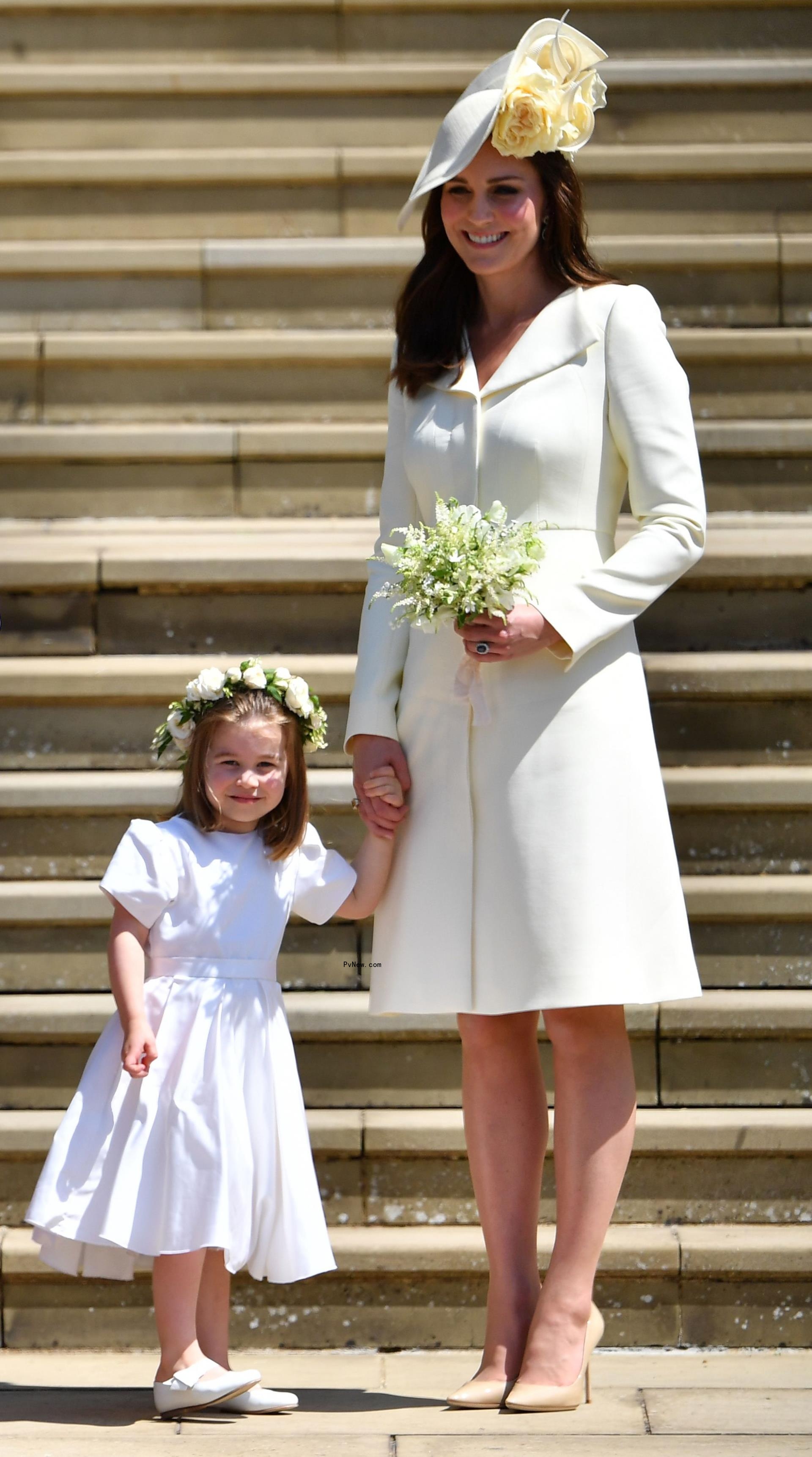 Kate Middleton and Princess Charlotte at Prince Harry and Meghan Markle's wedding in 2018.