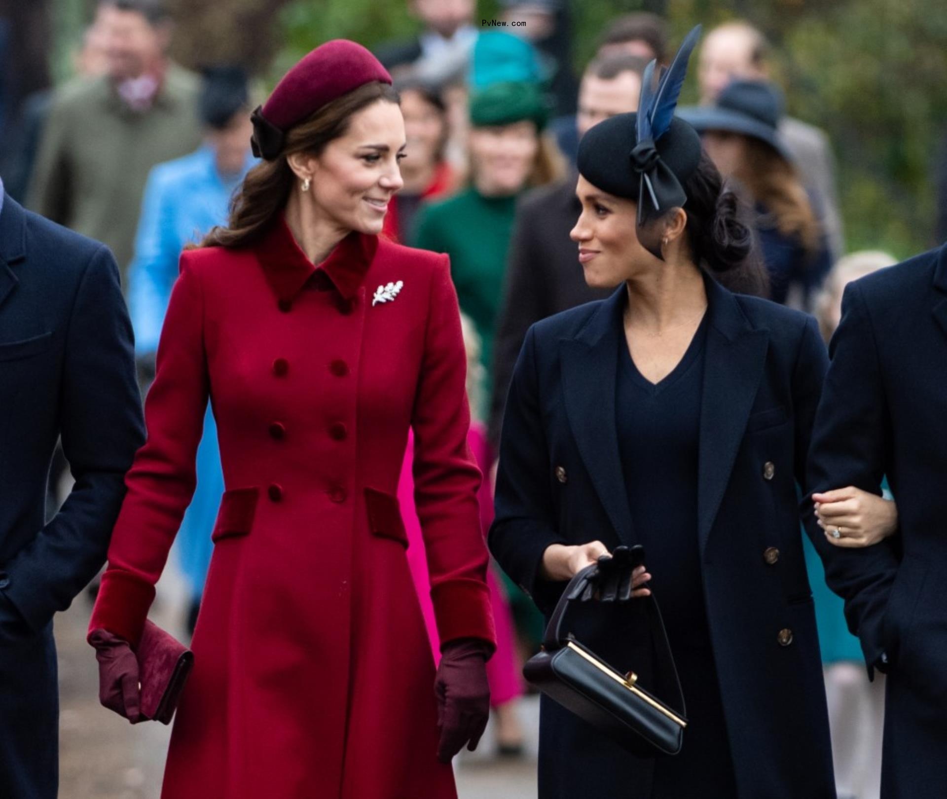 Kate Middleton and Meghan Markle on Christmas Day in 2018.