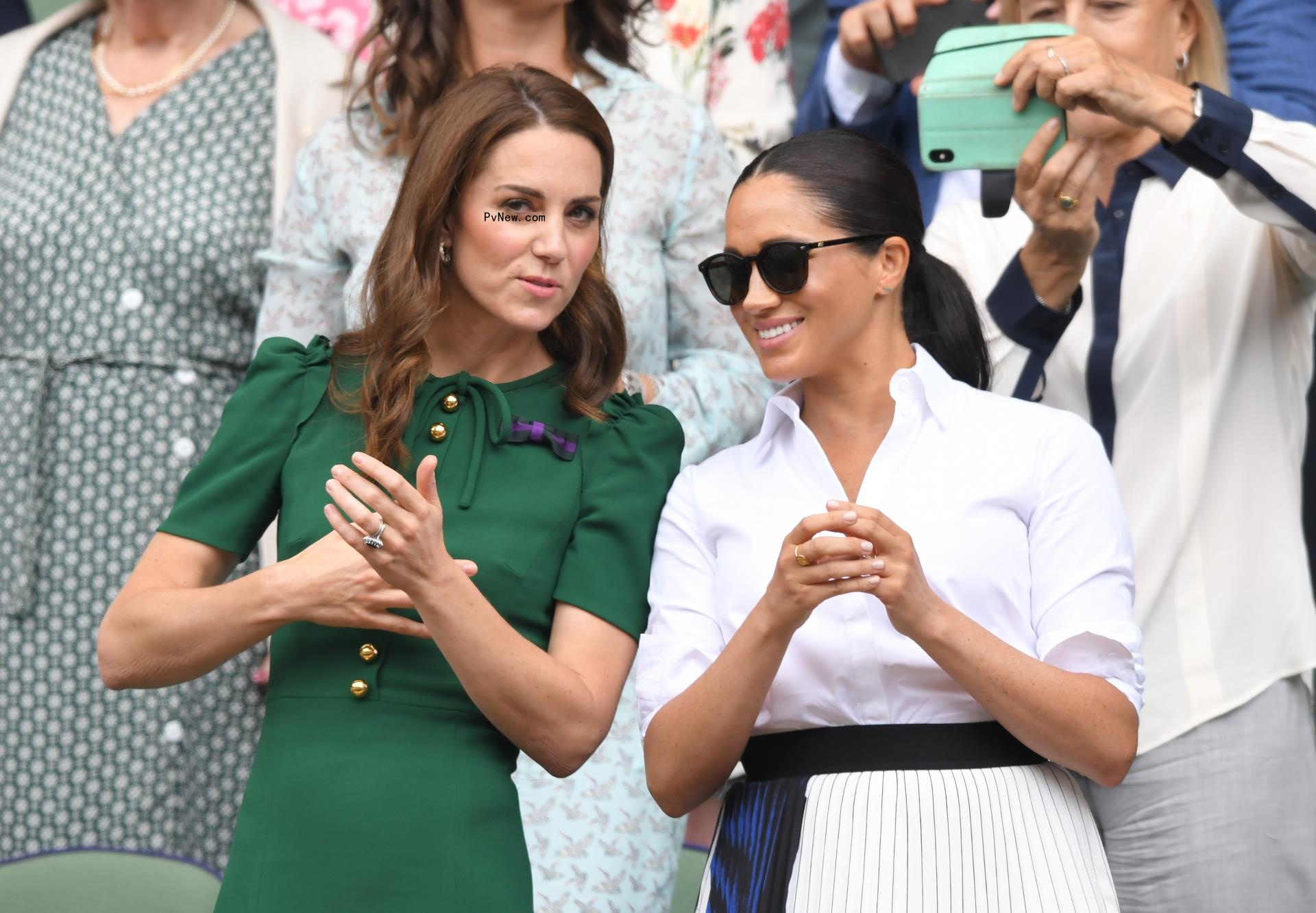 Kate Middleton and Meghan Markle at Wimbledon in 2019.