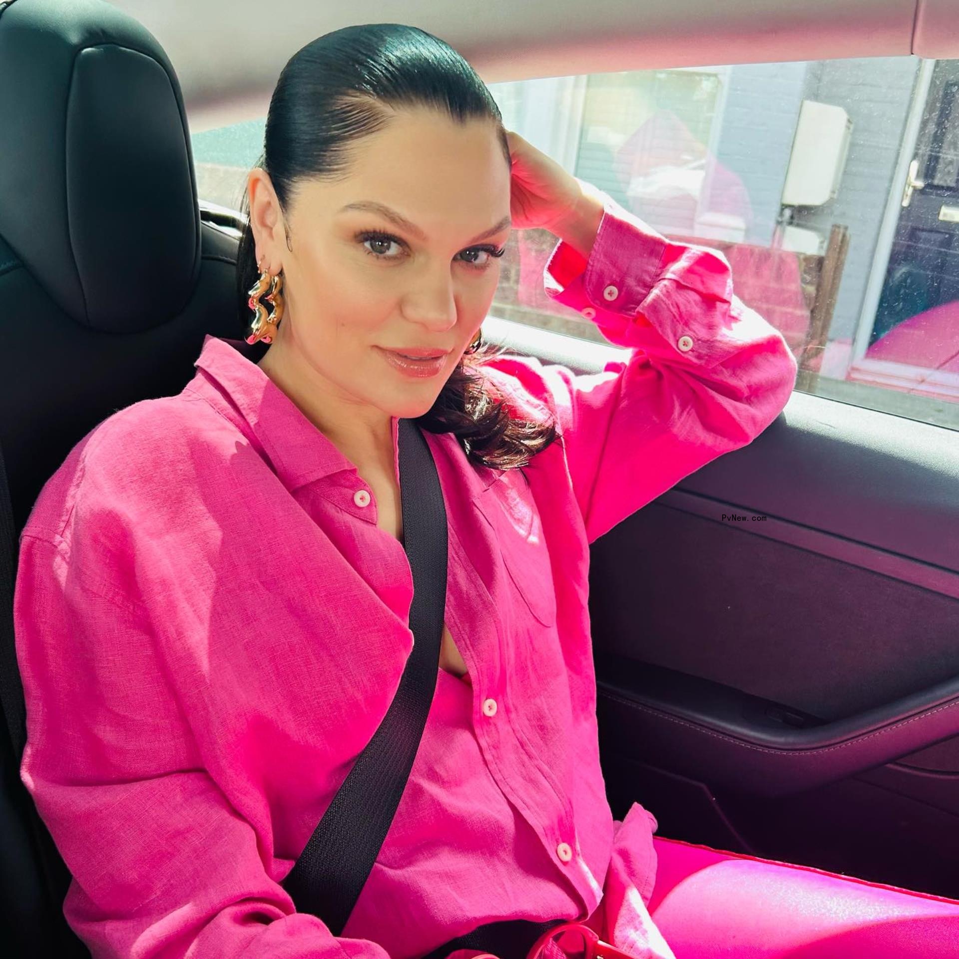 Jessie J sitting in a car.