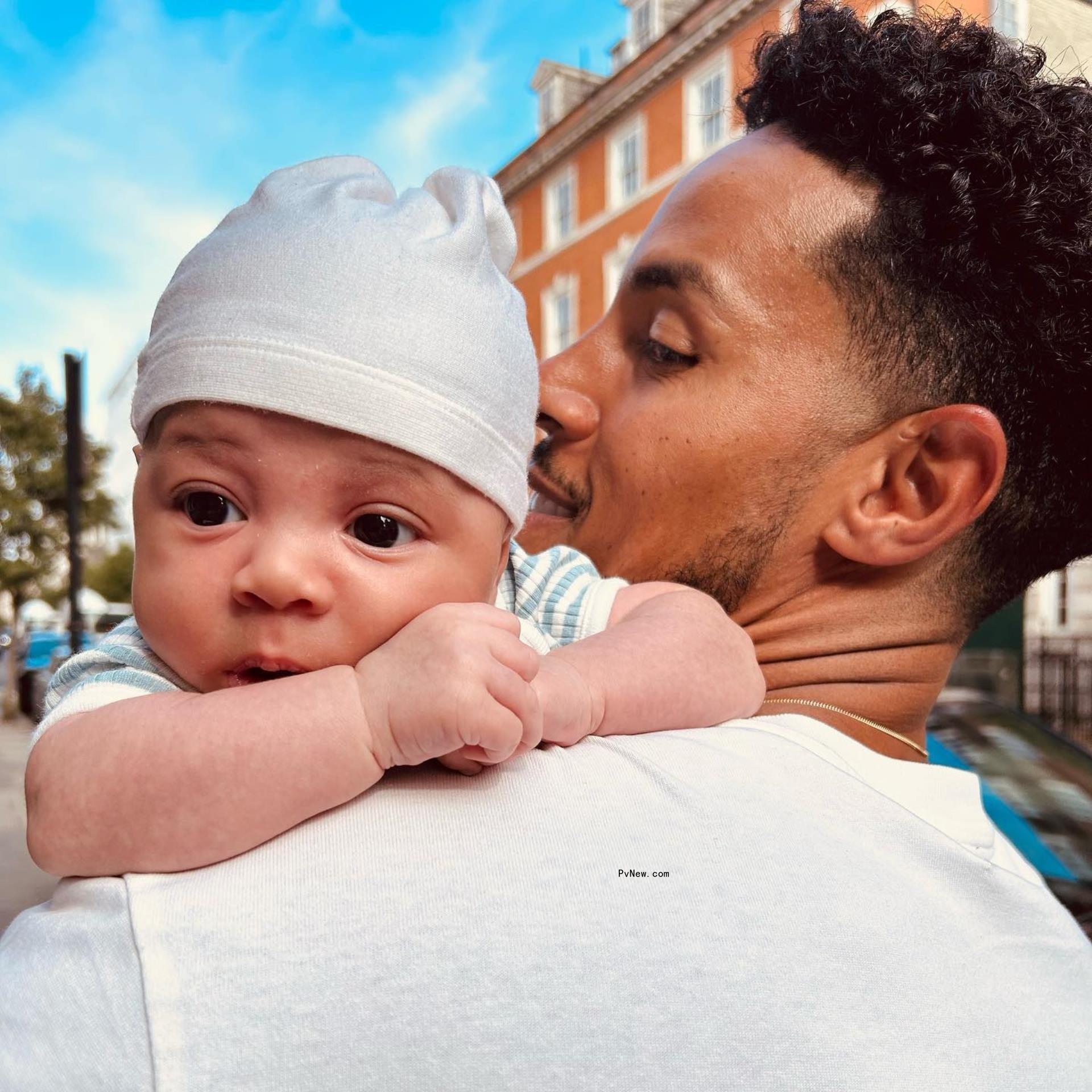 Jessie J's partner Chanan Coleman and their baby.