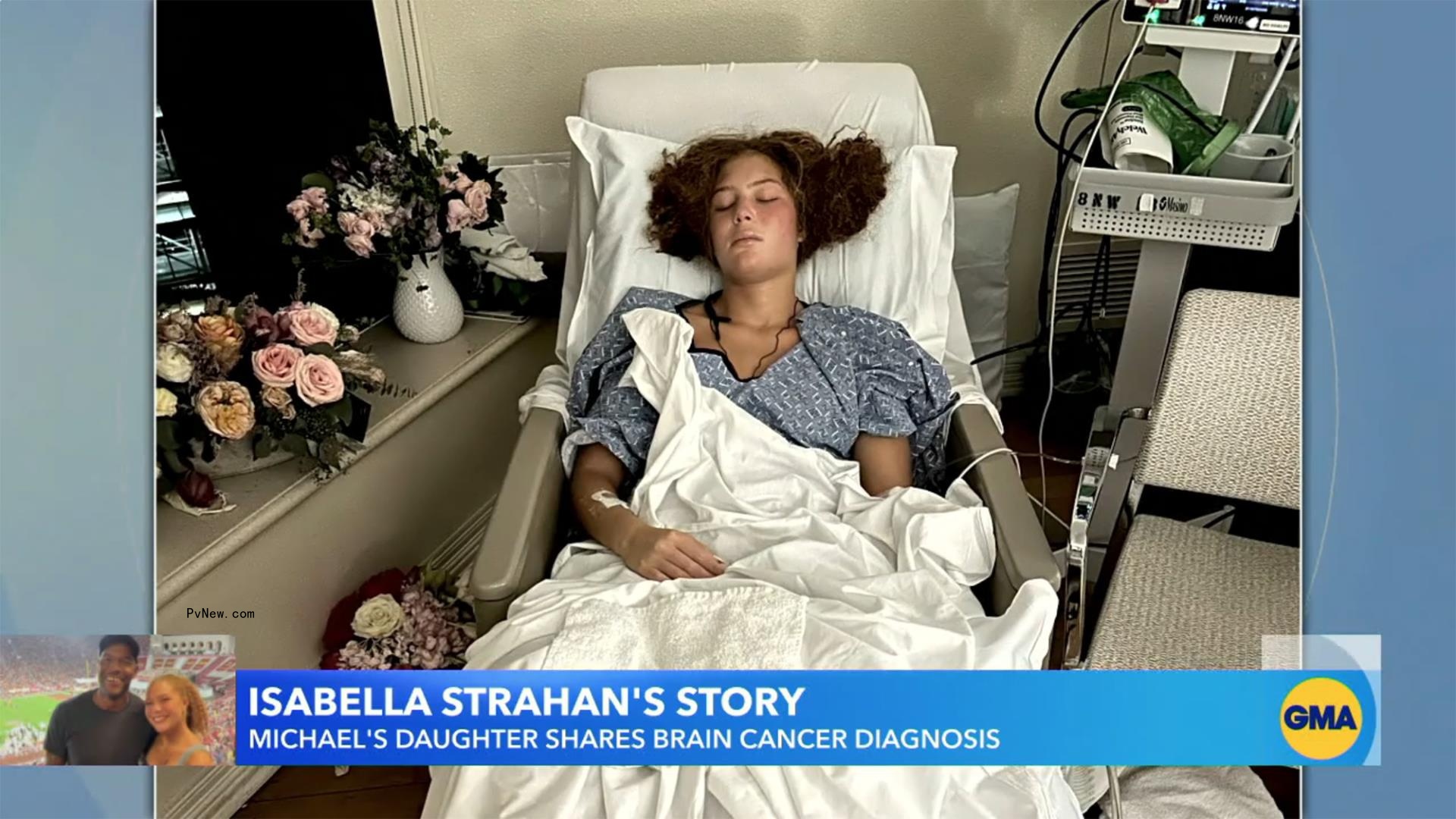 Michael Strahan's daughter Isabella in hospital bed