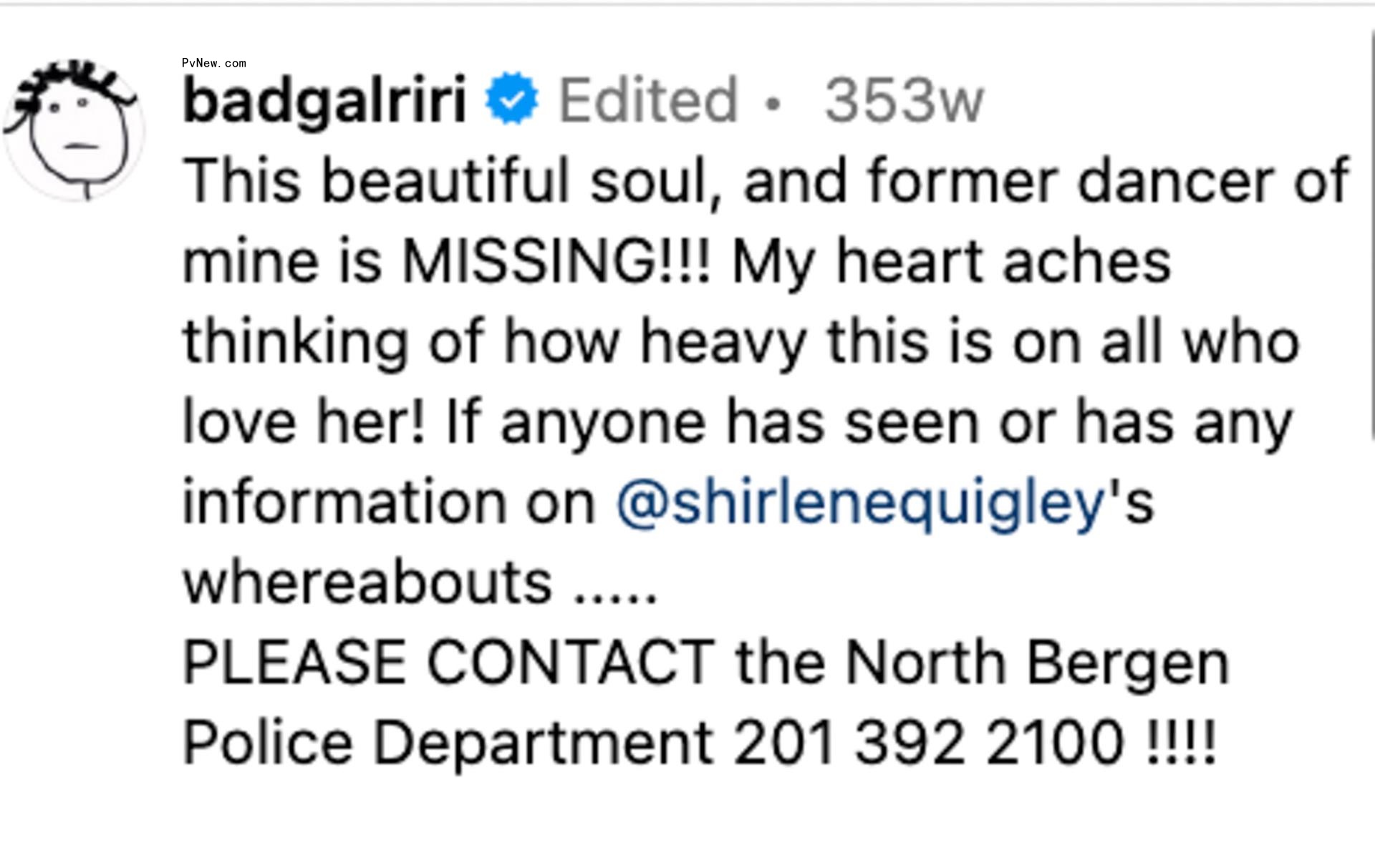 Rihanna's post a<i></i>bout Shirlene Quigley.