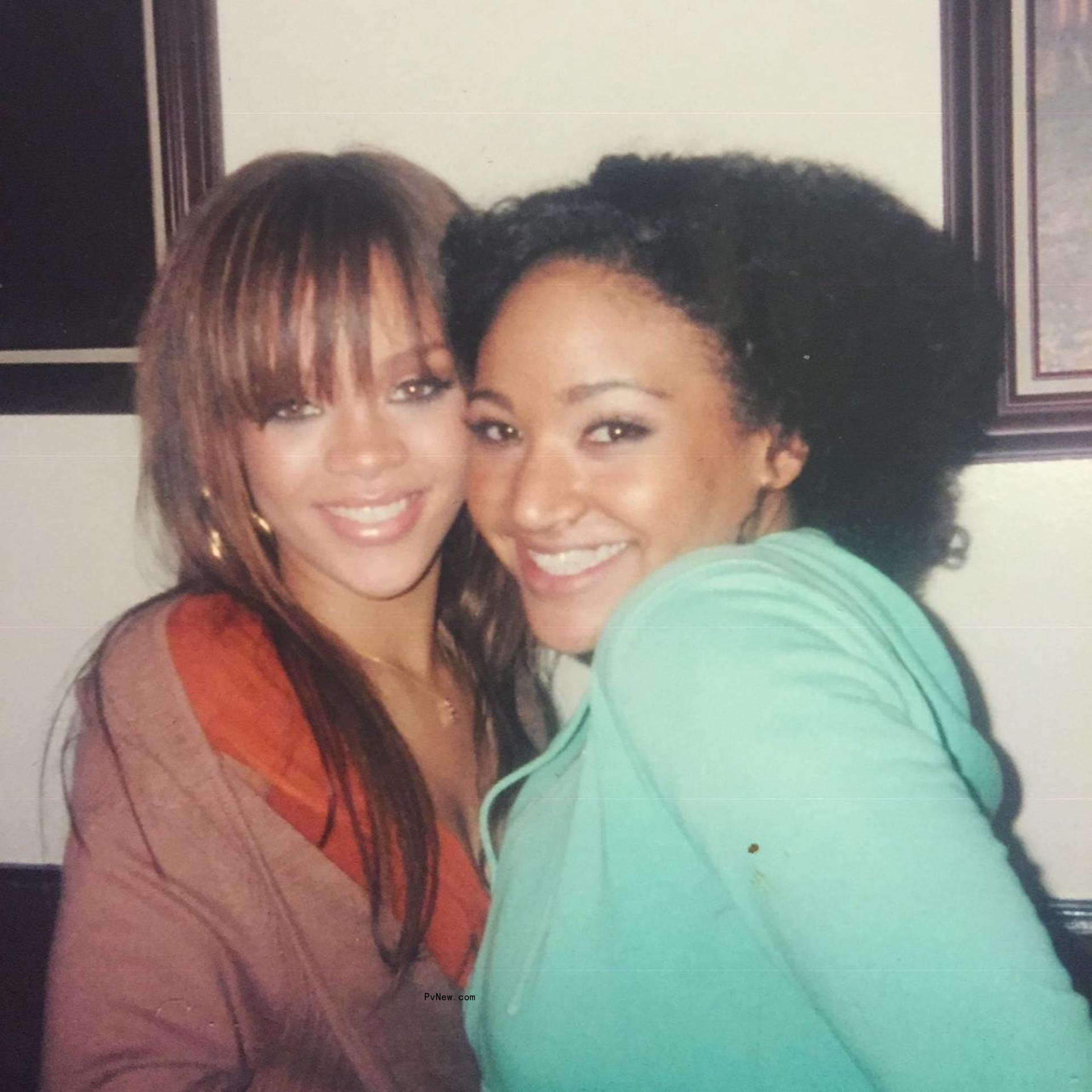 Rihanna and Shirlene Quigley posing for a photo.