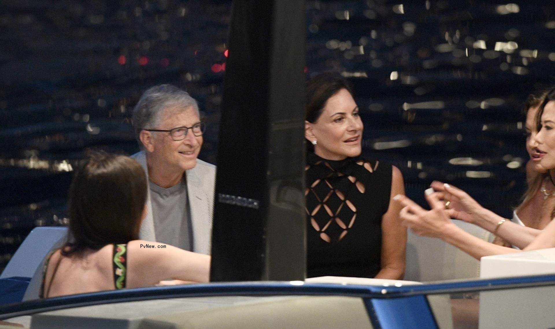 Bill Gates and Paula Hurd aboard Jeff Bezos' yacht.