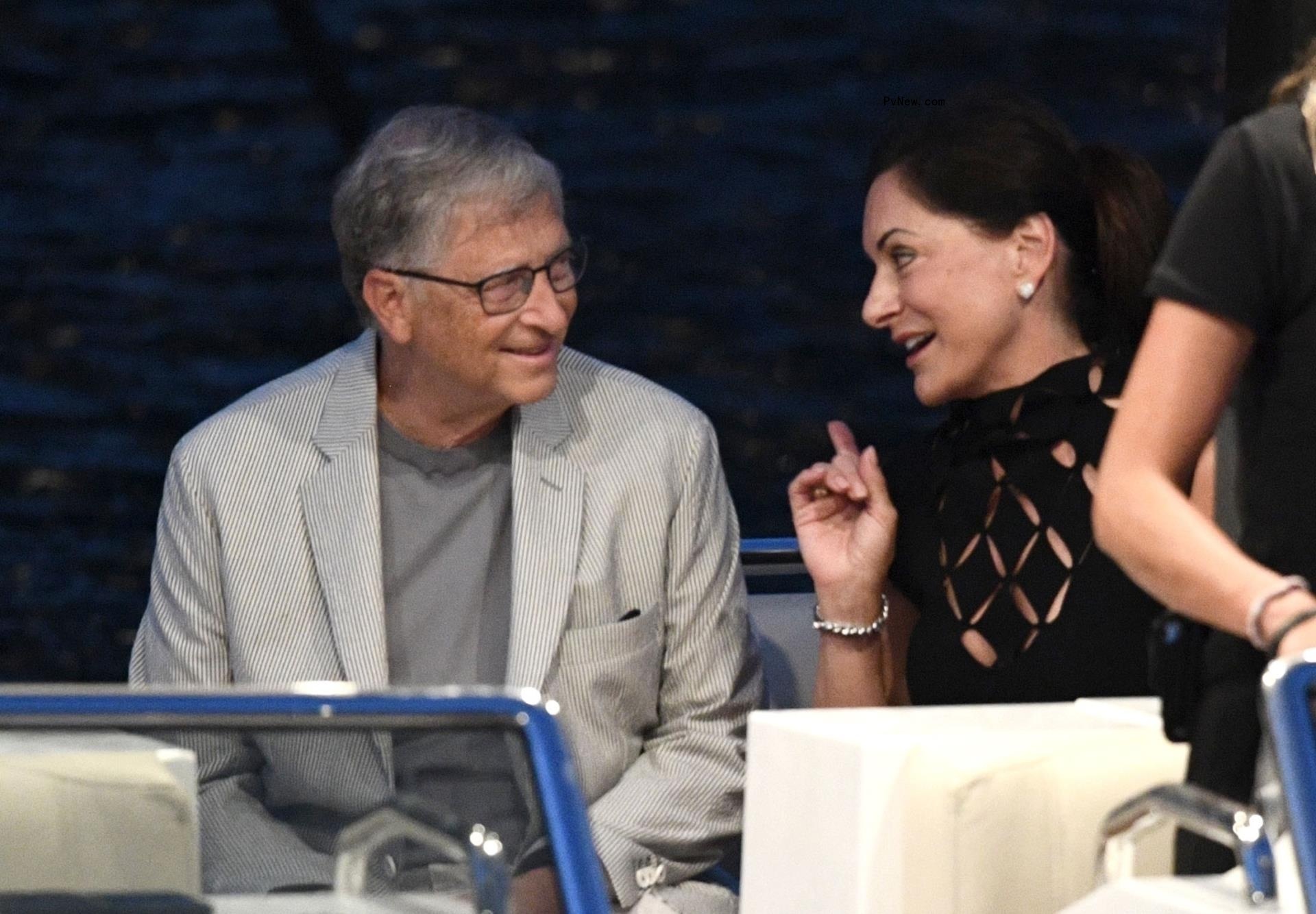 Bill Gates and Paula Hurd aboard Jeff Bezos' yacht.