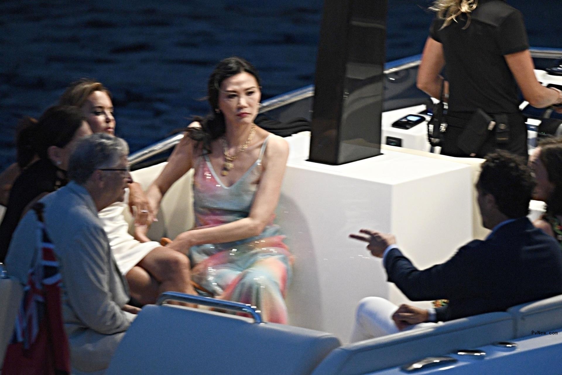 Wendi Murdoch aboard Jeff Bezos' yacht.