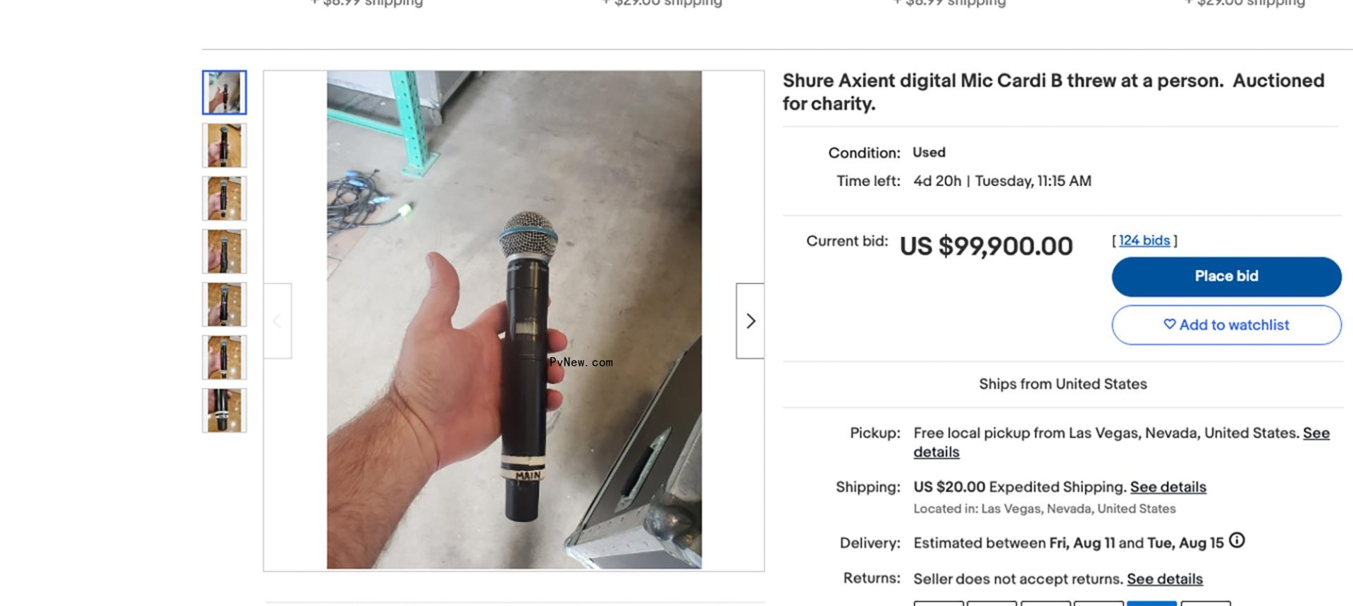 The mic Cardi B threw is on eBay.