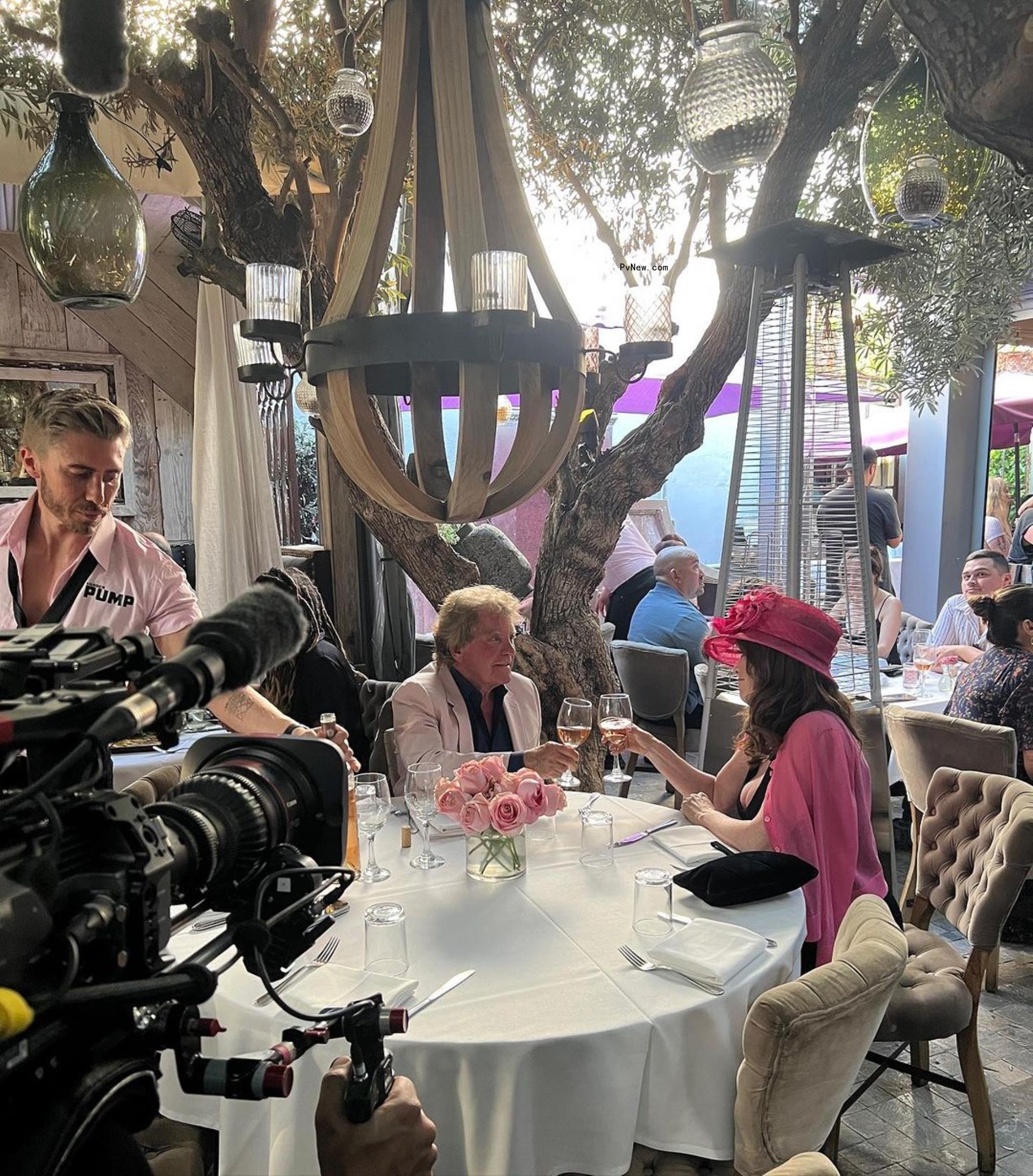 Ken Todd and Lisa Vanderpump filming at PUMP