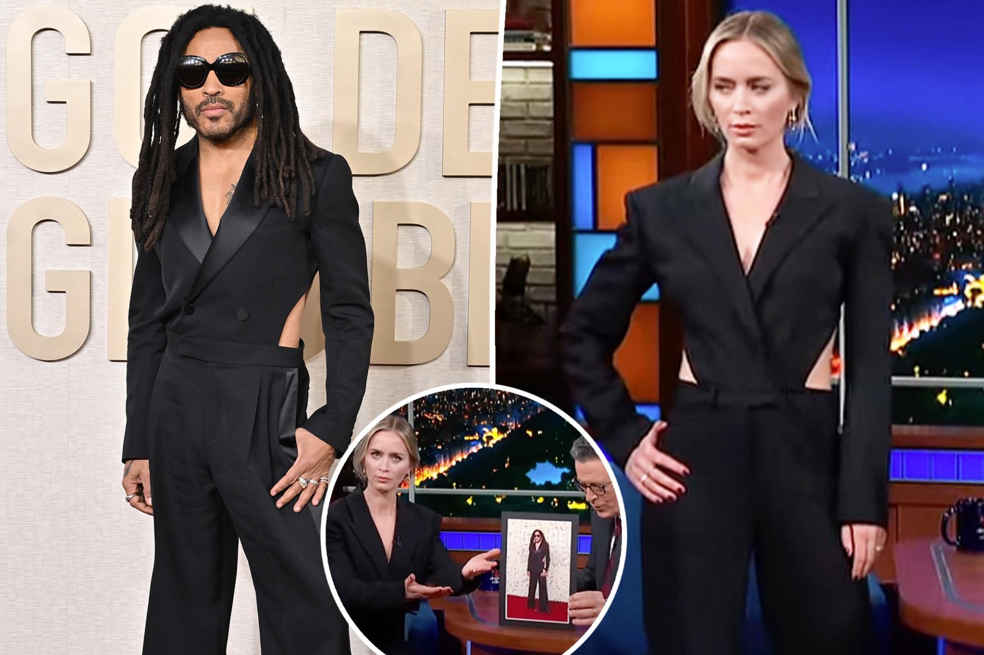 Emily Blunt twins with Lenny Kravitz in daring cutout jumpsuit: ‘Who wore it best?’