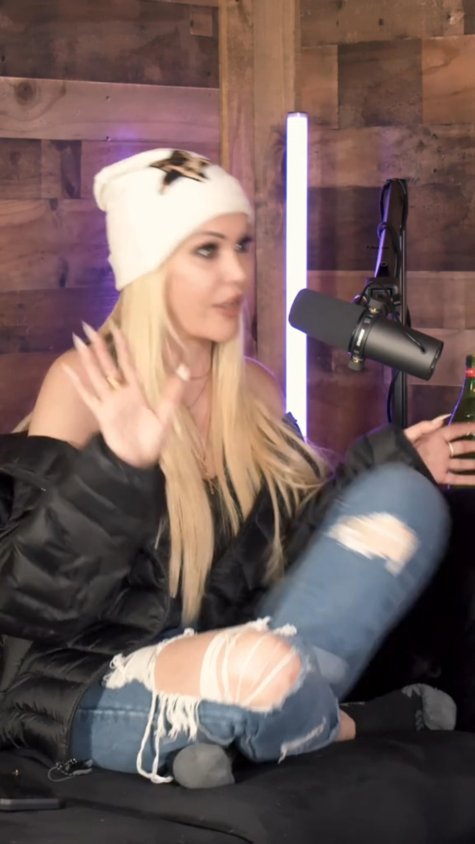 Shanna Moakler talking on a podcast.