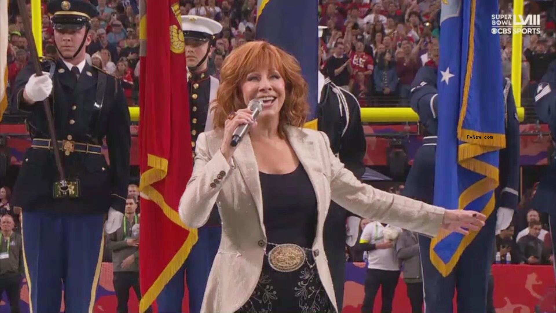 Reba McEntire Lights Up Super Bowl With Natio<i></i>nal Anthem, After 50 Years of Hailing Twilight’s Last Gleaming