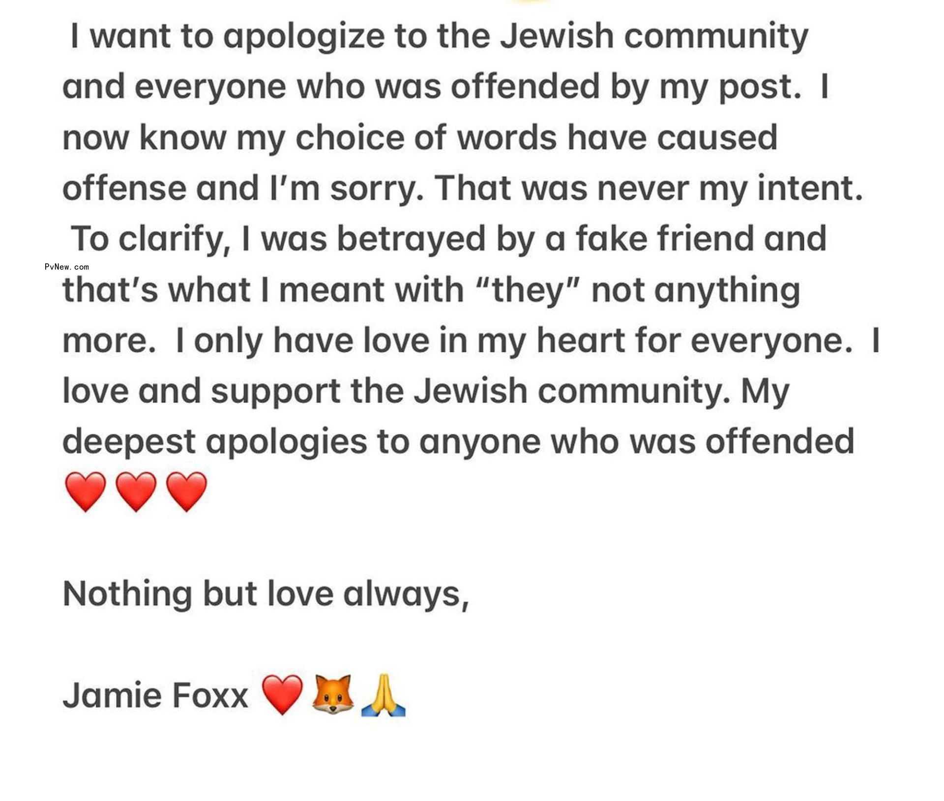 Jamie Foxx's apology.