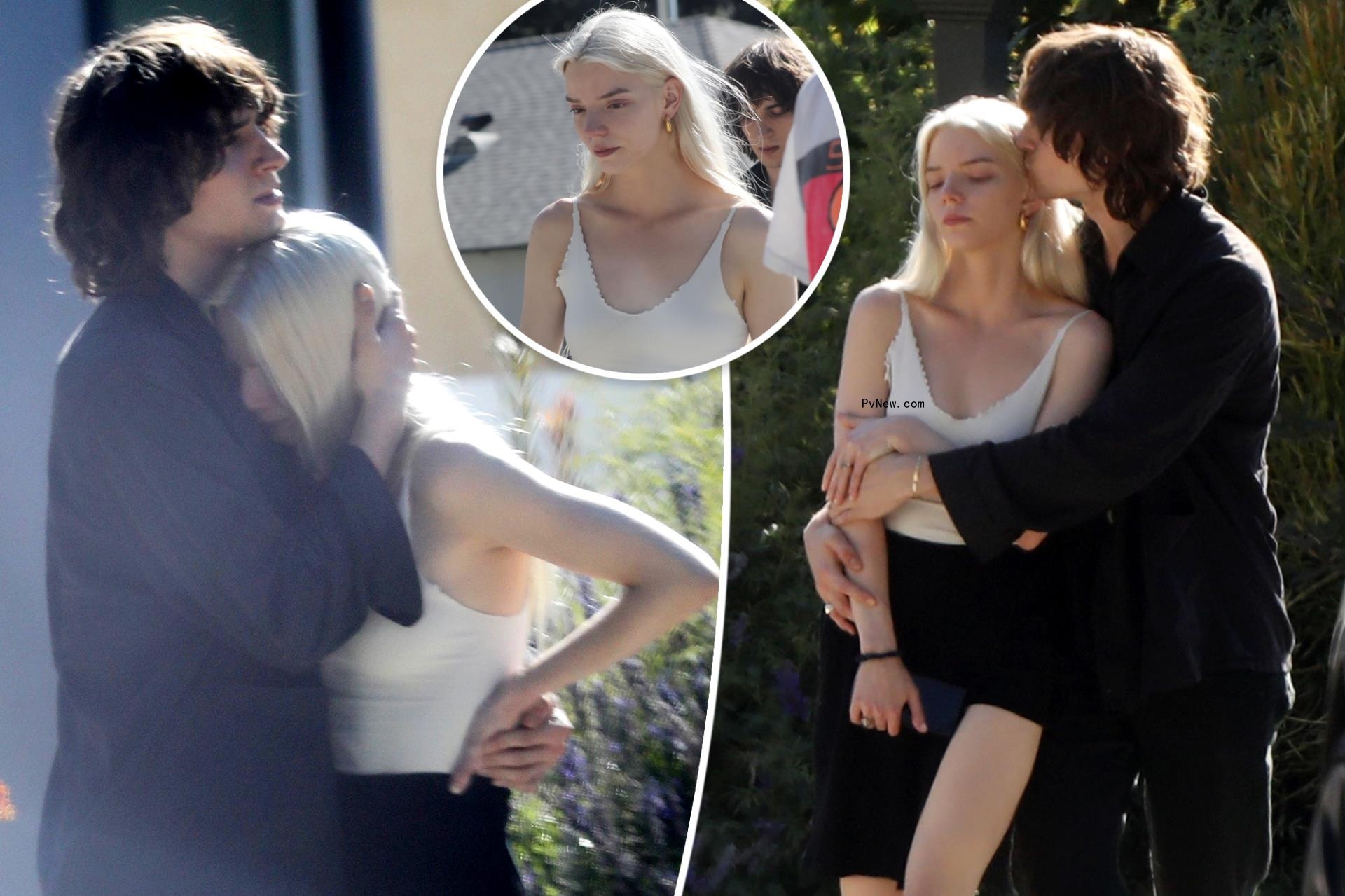 Downcast Anya Taylor-Joy comforted by husband Malcolm McRae as she holds back tears