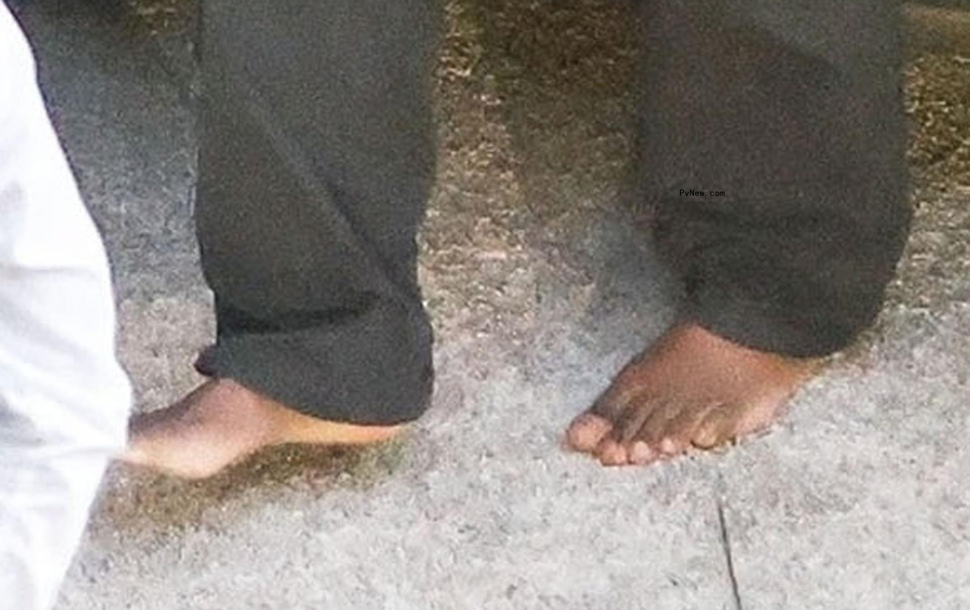 Kanye West's bare feet