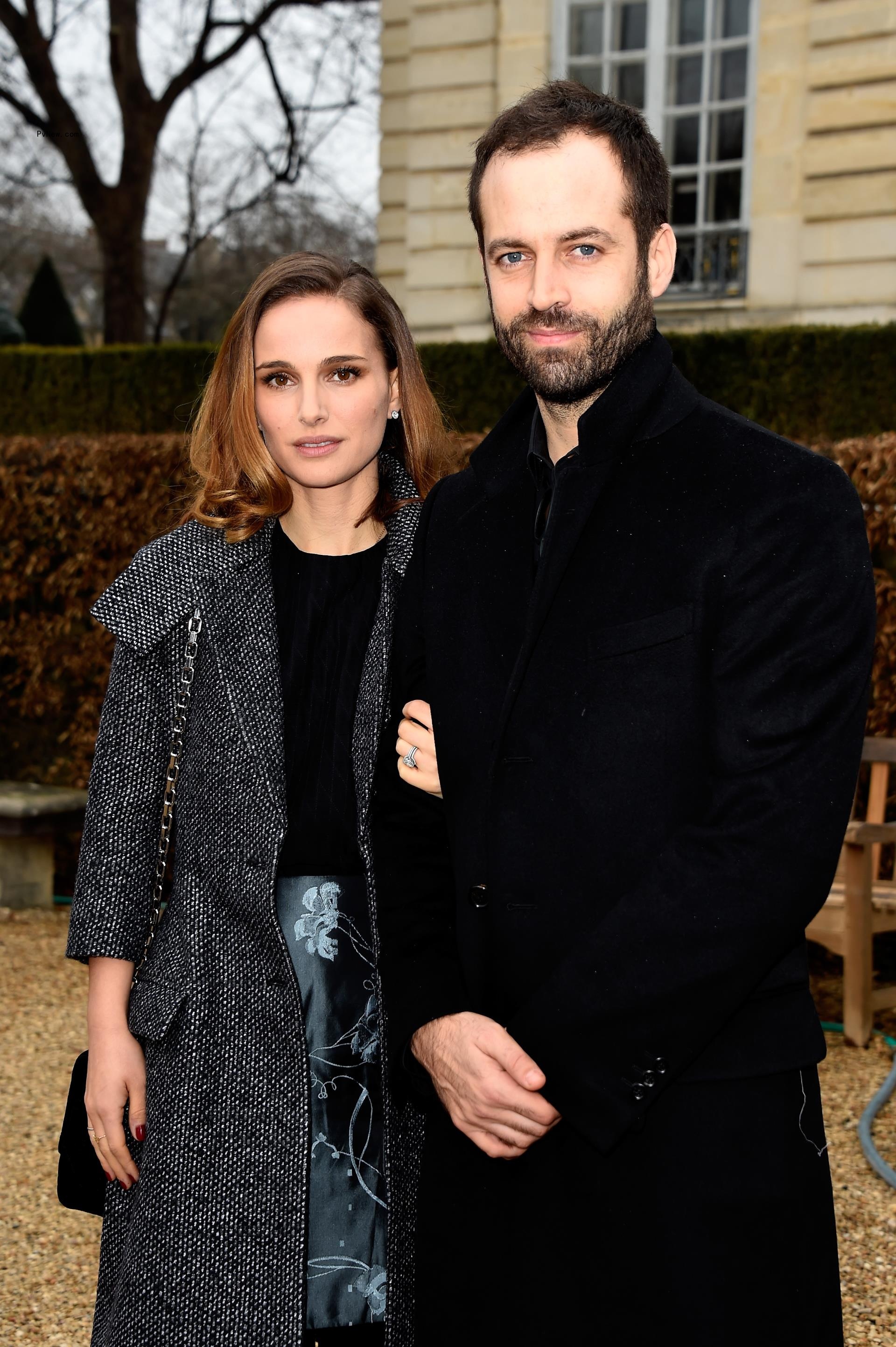 Natalie Portman and Benjamin Millepied at a Christian Dior show in 2015.