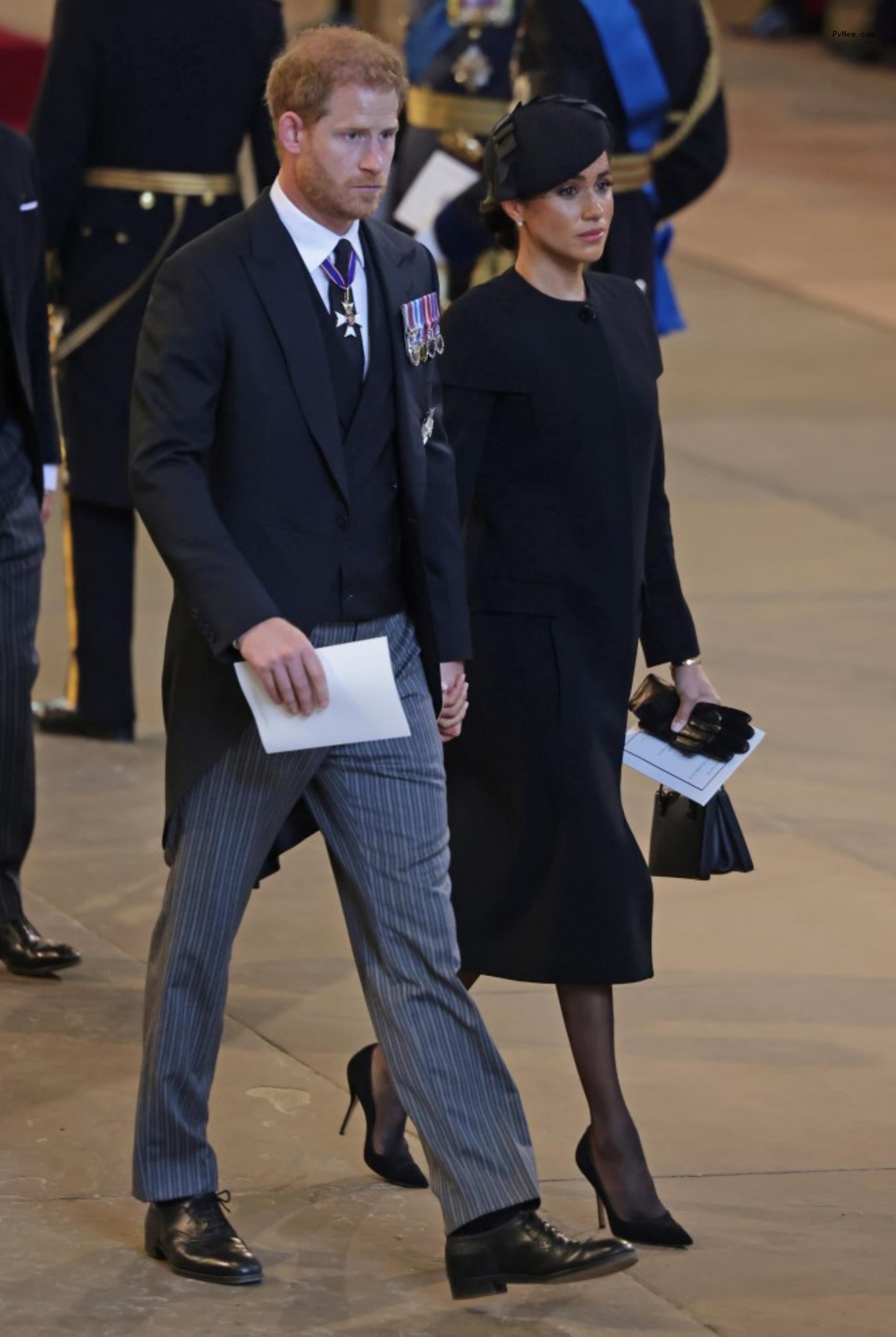 Prince Harry and Meghan Markle at the Queen's funeral.