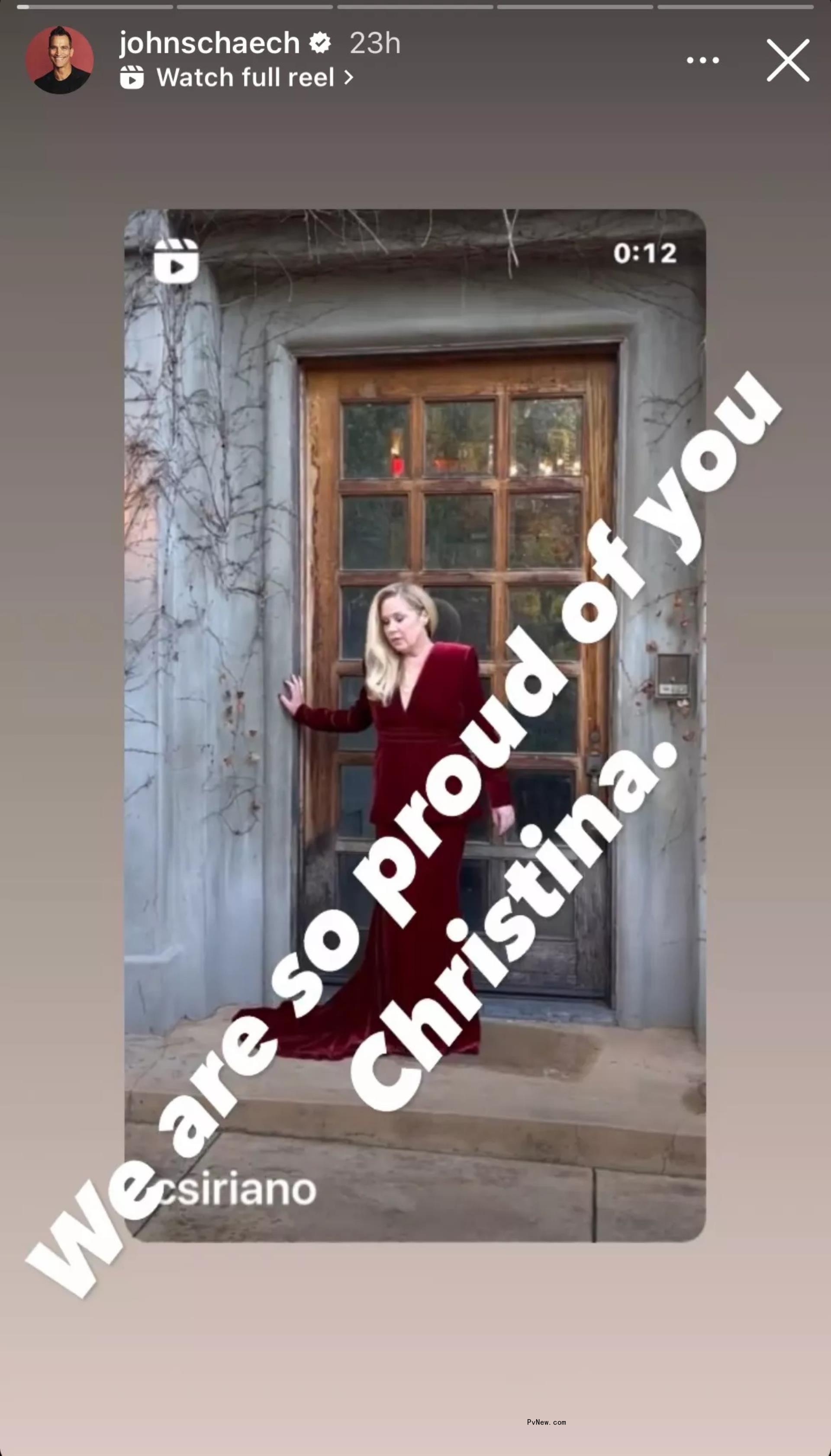 A screenshot of Johnathon Schaech's Instagram Story of Christina Applegate