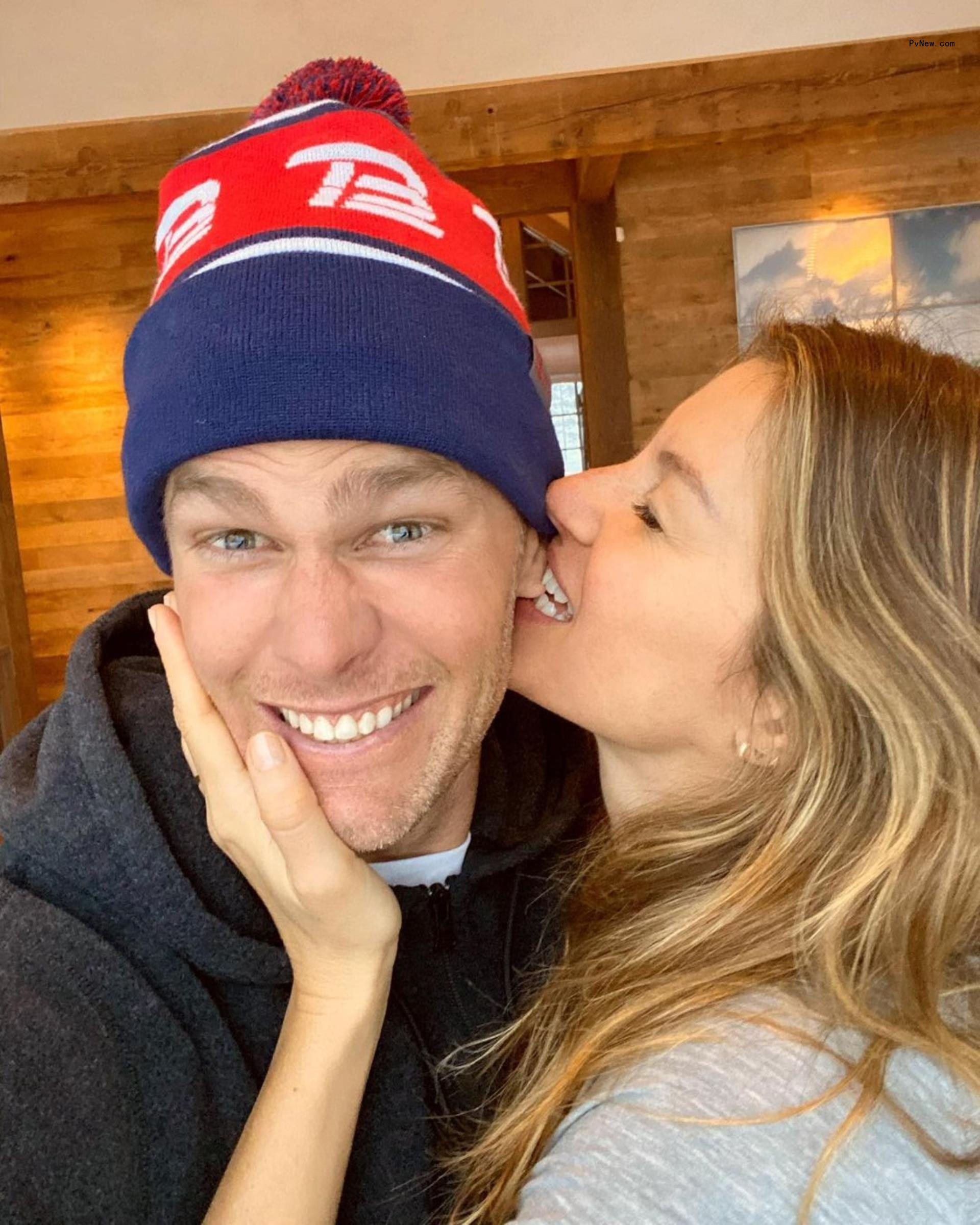 A selfie of Tom Brady and Gisele Bündchen.