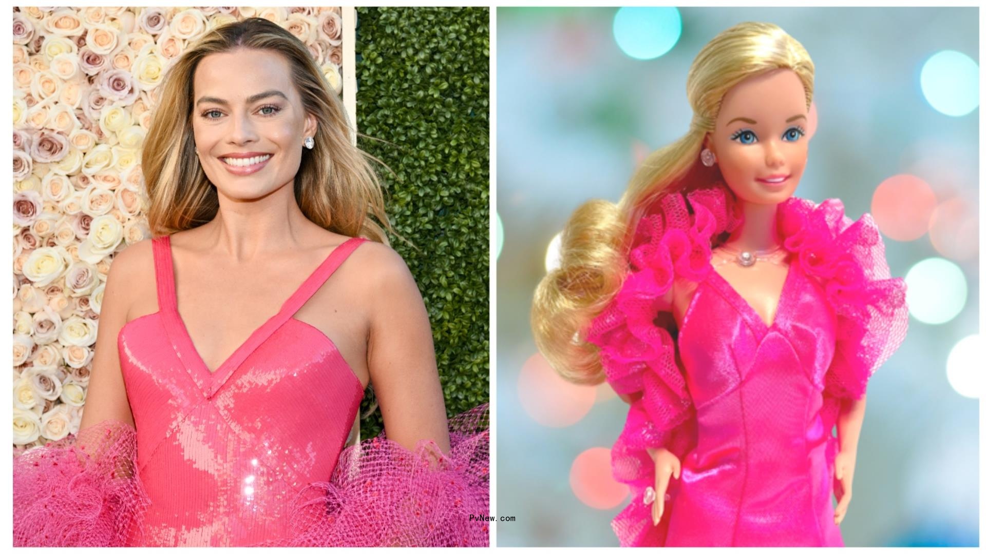 Margot Robbie Wears 1977 Superstar Barbie Dress to  Golden Globes, Reveals She Hasn’t Reached Out to Lady Gaga a<i></i>bout Harley Quinn: ‘She’s Going to Crush It’