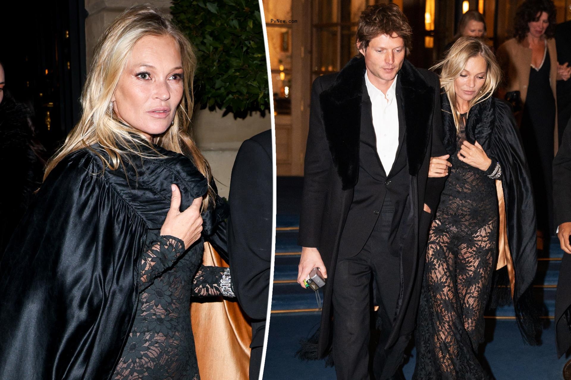 Kate Moss celebrates 50th birthday in sheer lace dress