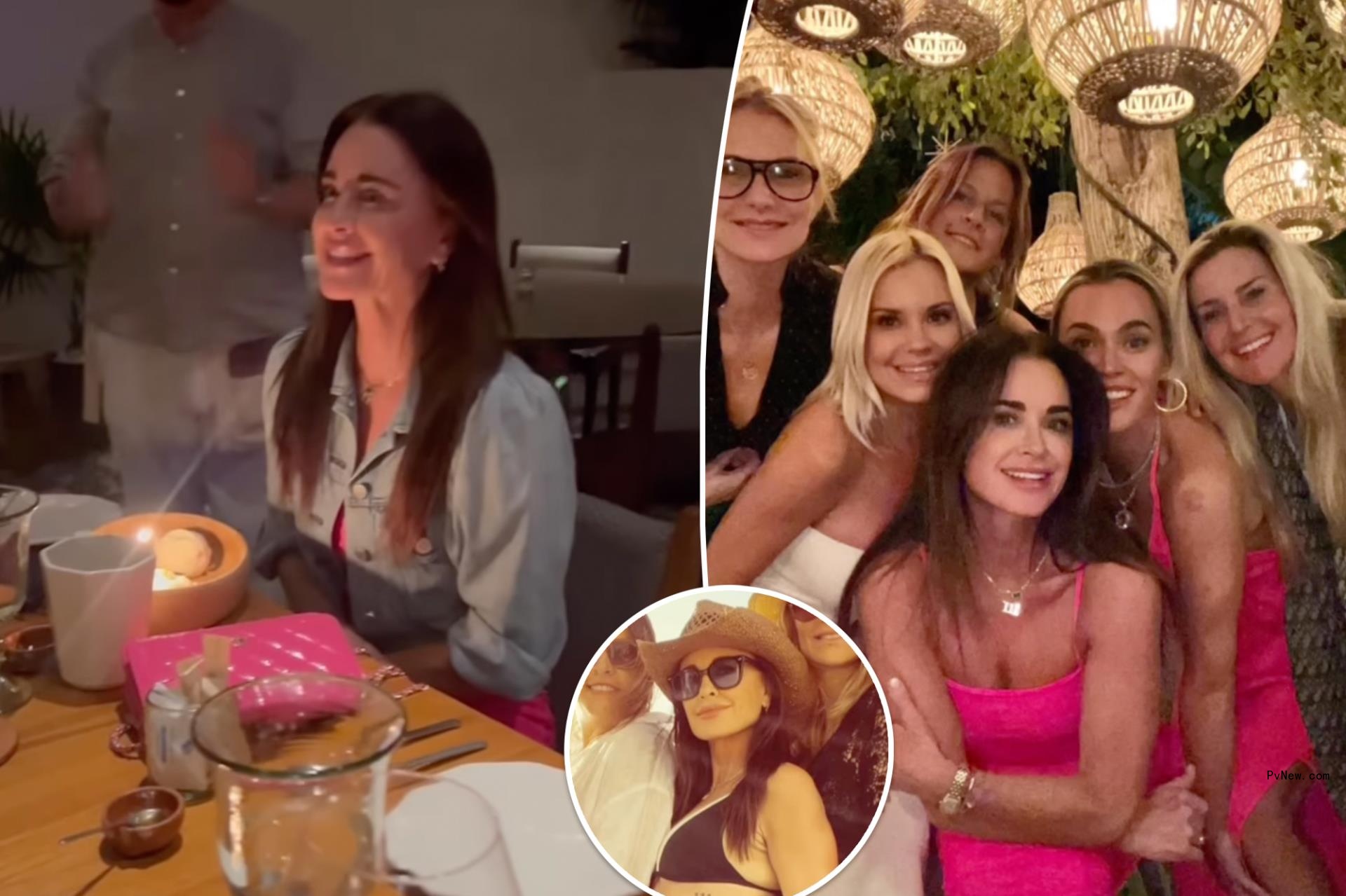 Kyle Richards flaunts her to<i></i>ned body in skimpy bikini on 55th birthday getaway to Mexico