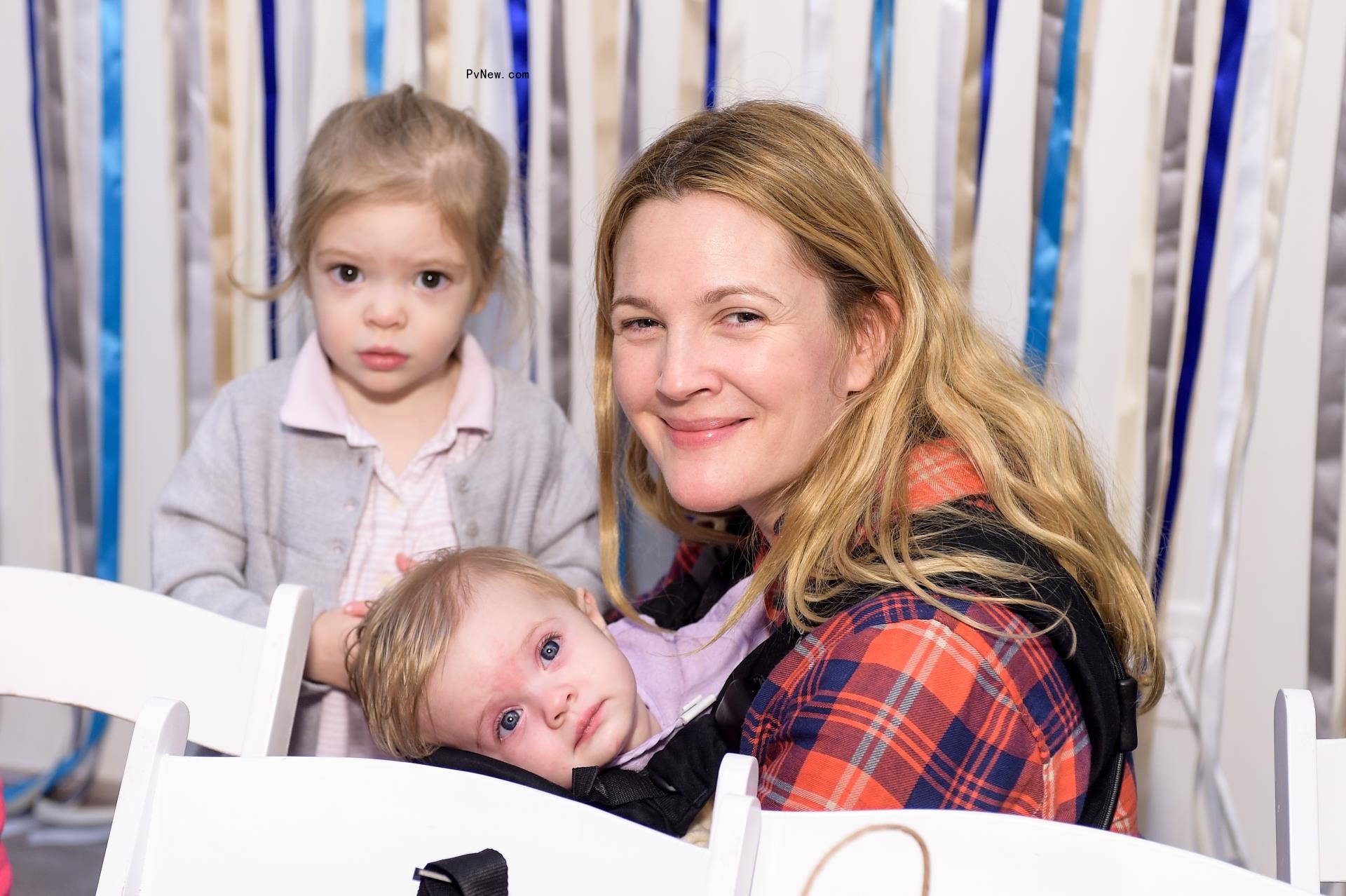 Drew Barrymore with her daughters.