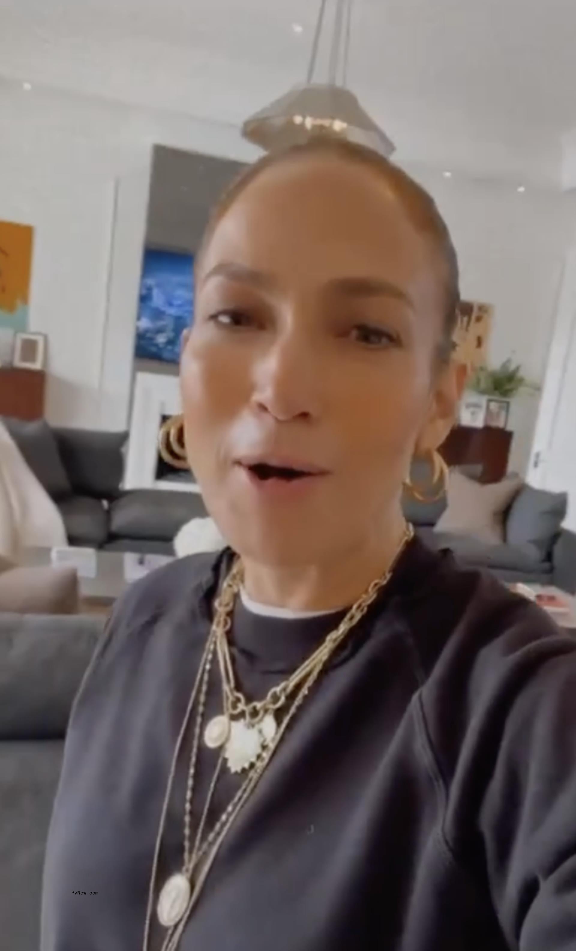Jennifer Lopez inside her house.