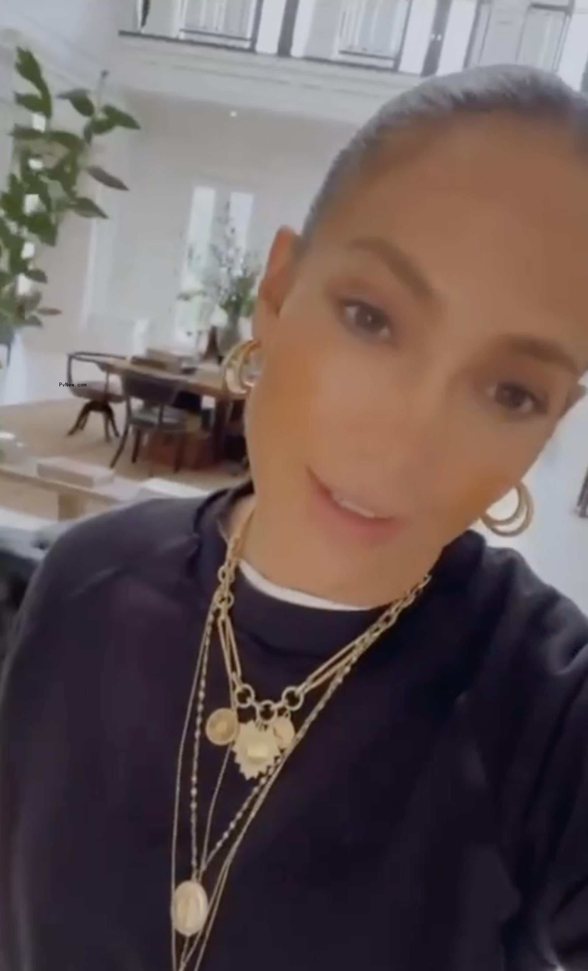 Jennifer Lopez inside her house.