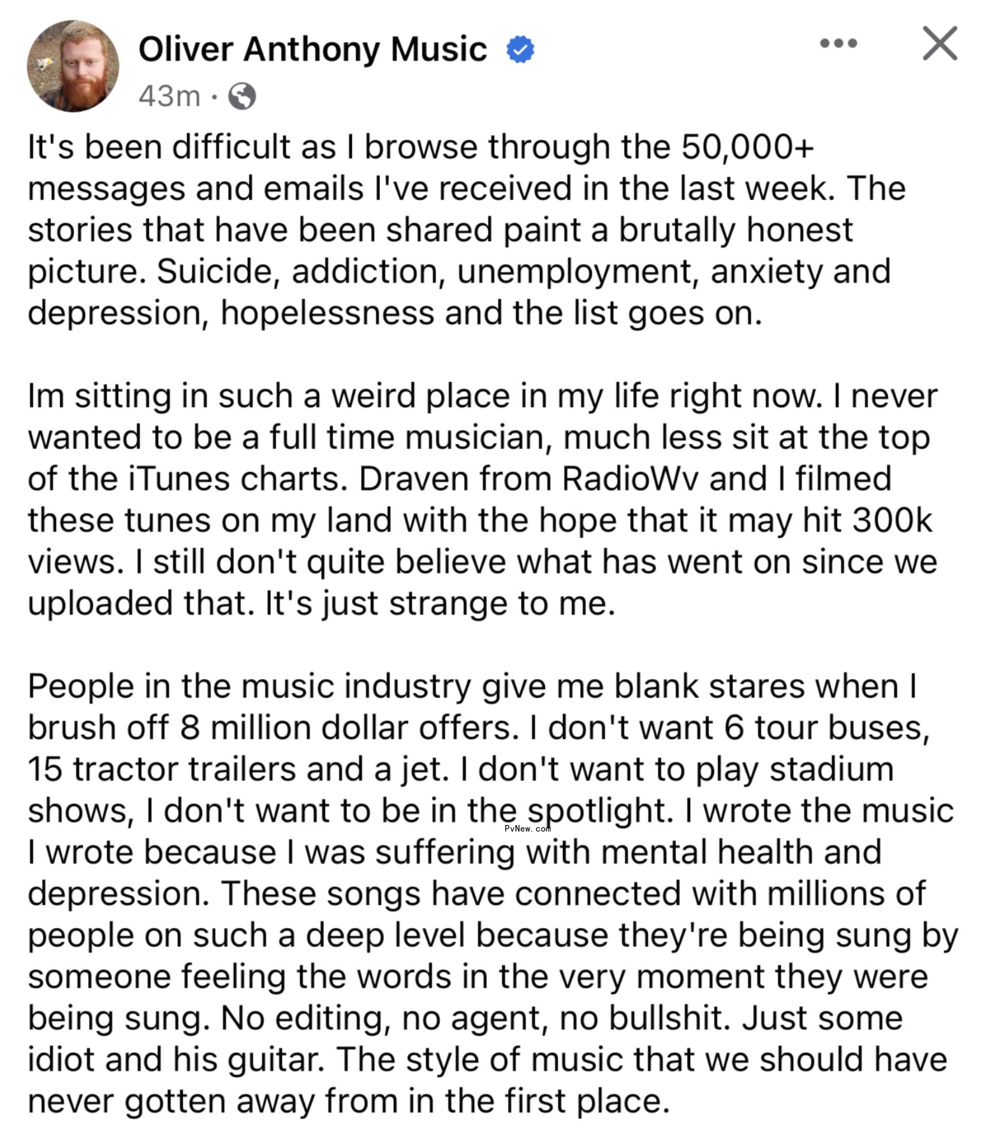 Oliver Anthony Says He’s in No Hurry to Sign a Deal: ‘People in the Industry Give Me Blank Stares When I Brush Off $8 Million Offers’