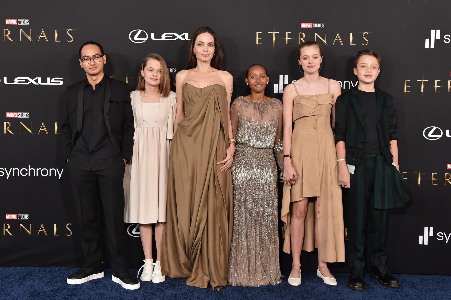 Angelina Jolie, Maddox, Knox, Vivenne, Zahara and Shiloh