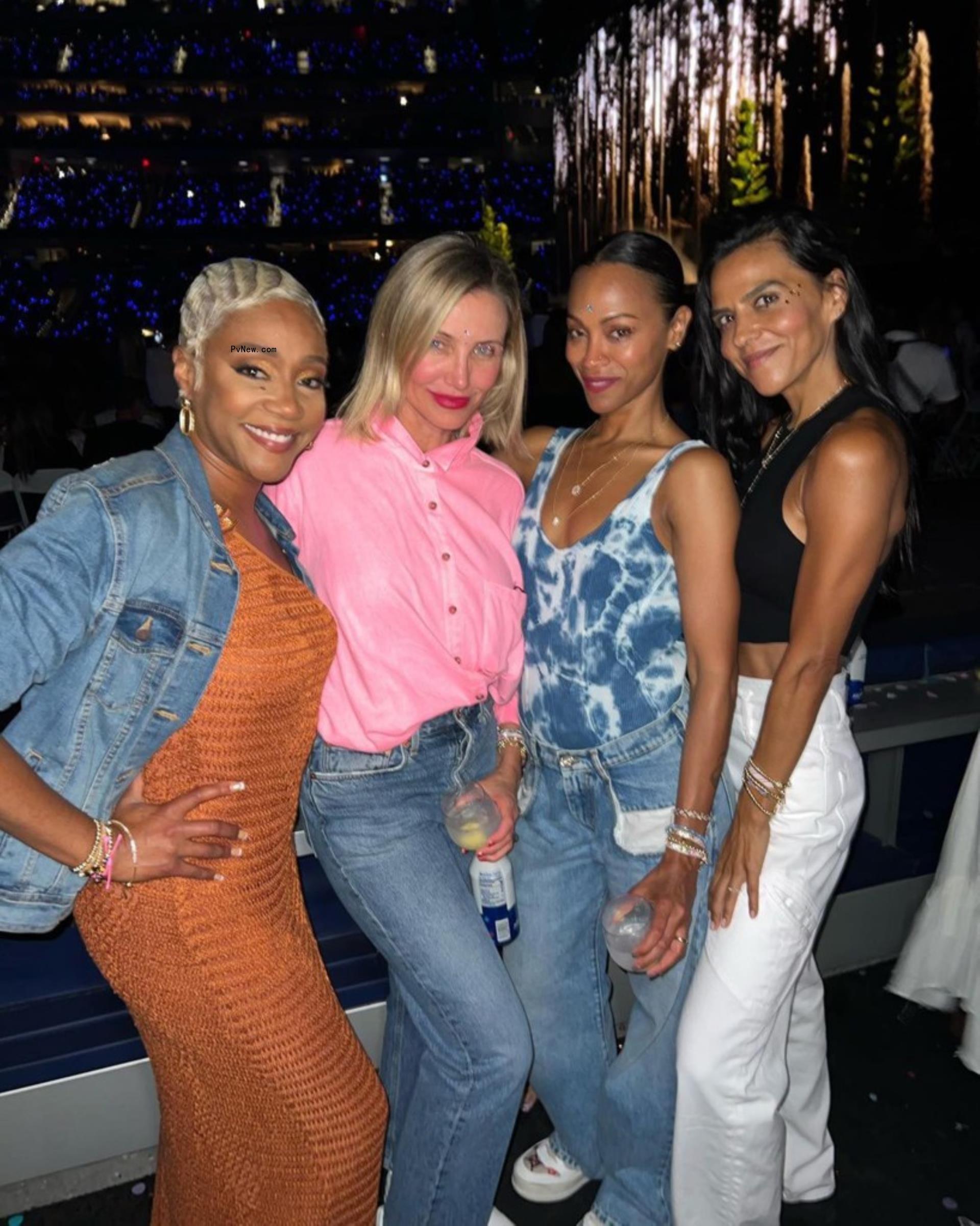 tiffany haddish, cameron diaz, zoe saldana and another woman