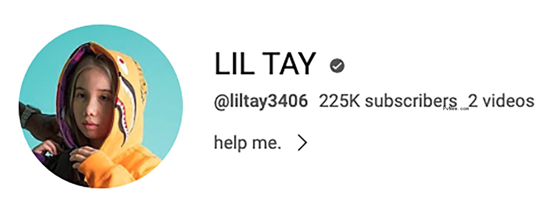 A screenshot of Lil Tay's YouTube bio.