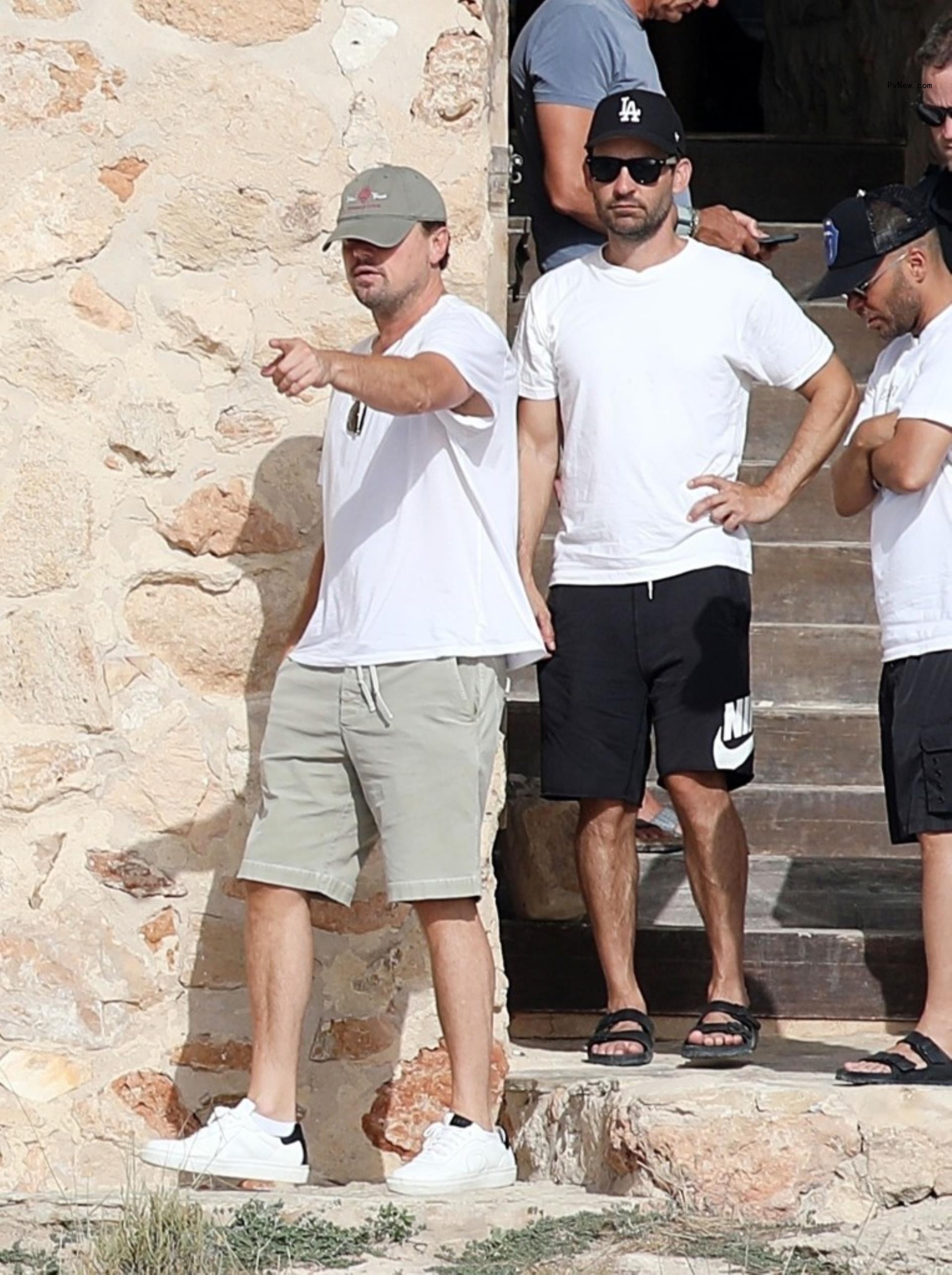 Leo<i></i>nardo DiCaprio and Tobey Maguire in Spain.