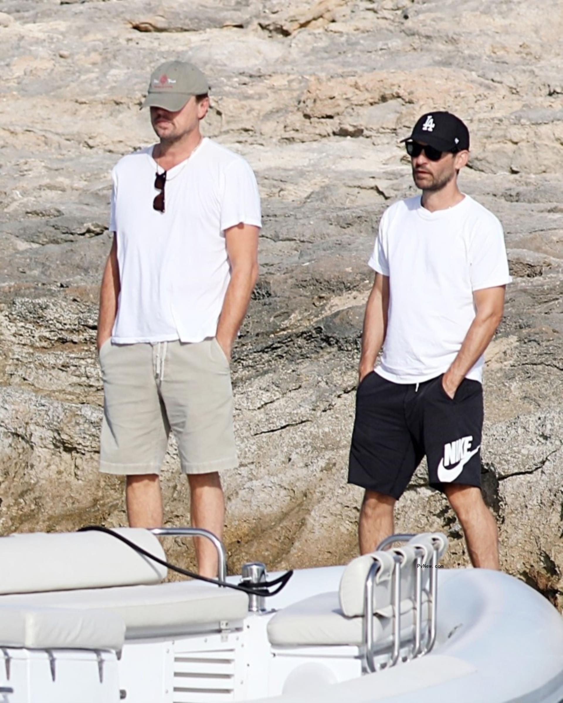 Leo<i></i>nardo DiCaprio and Tobey Maguire in Spain.