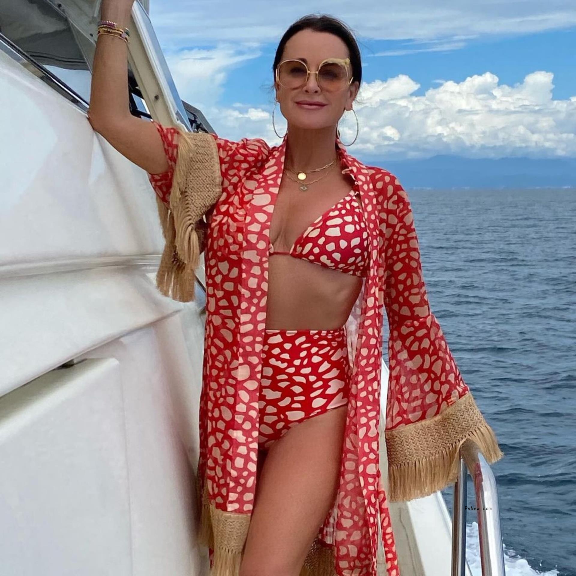 Kyle Richards in a swimsuit.