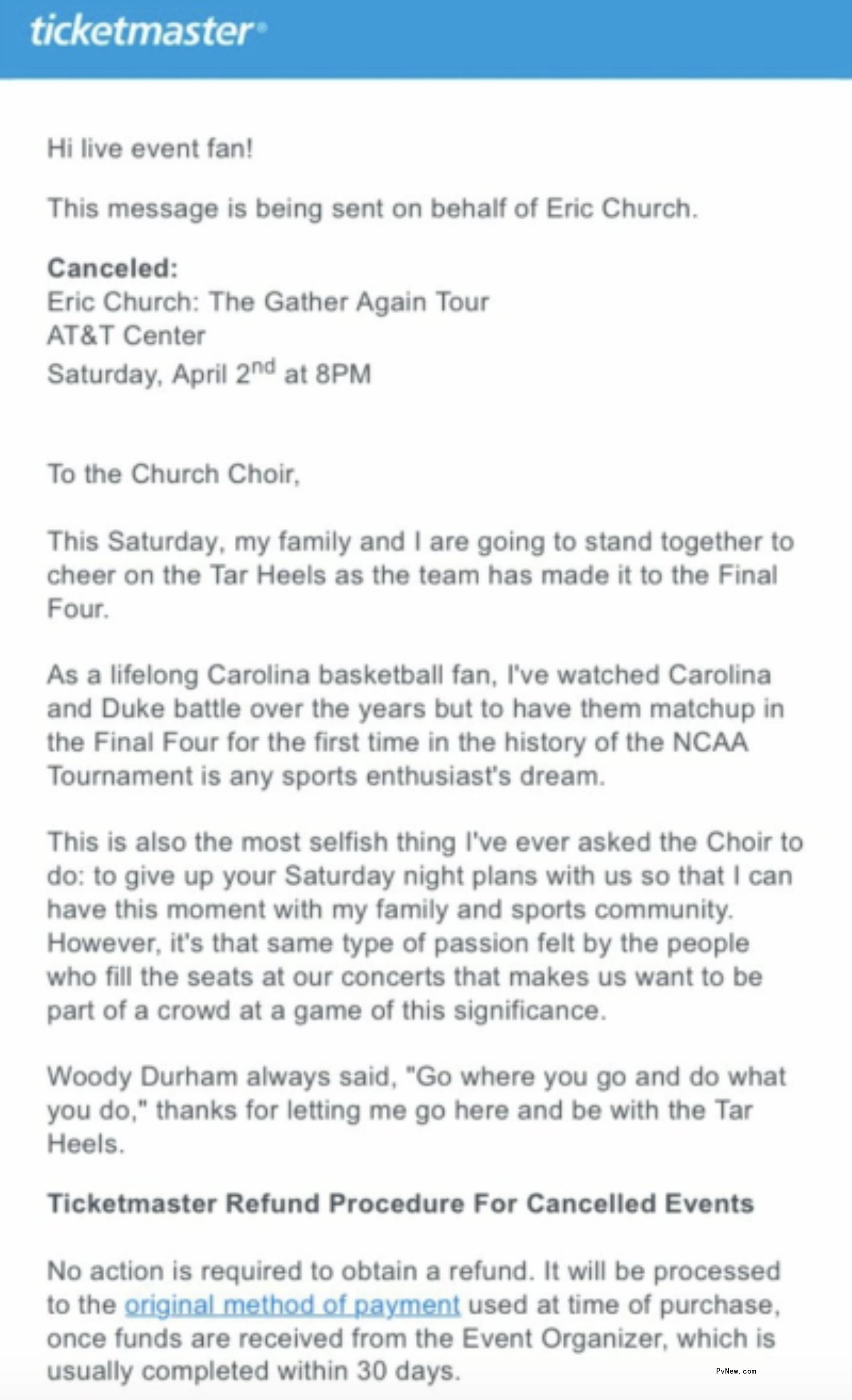 Eric Church Asks Fans to Accept ‘Selfish’ Cancellation of Arena Show to Attend NCAA Game