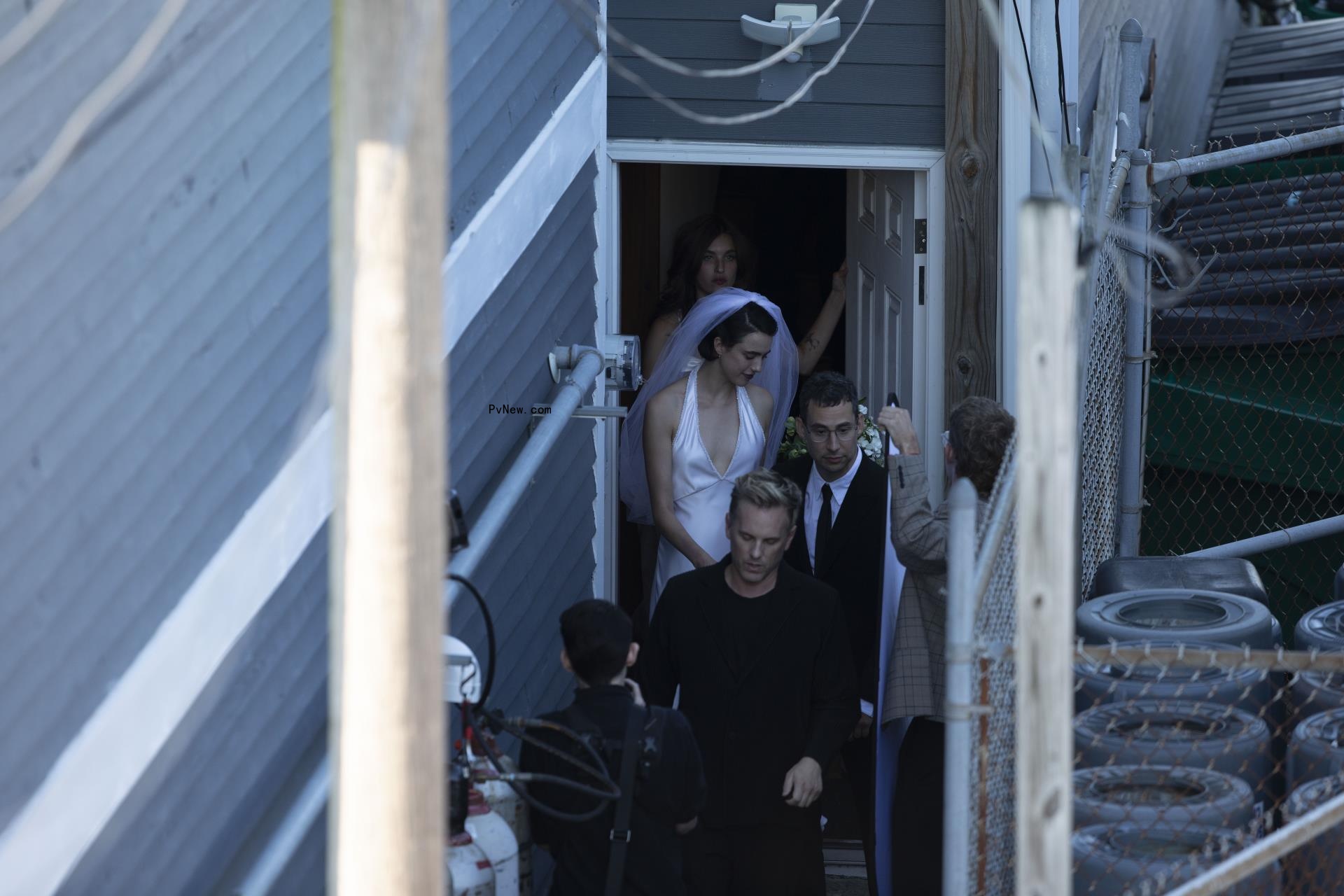 Jack Anto<i></i>noff and Margaret Qualley on their wedding day,